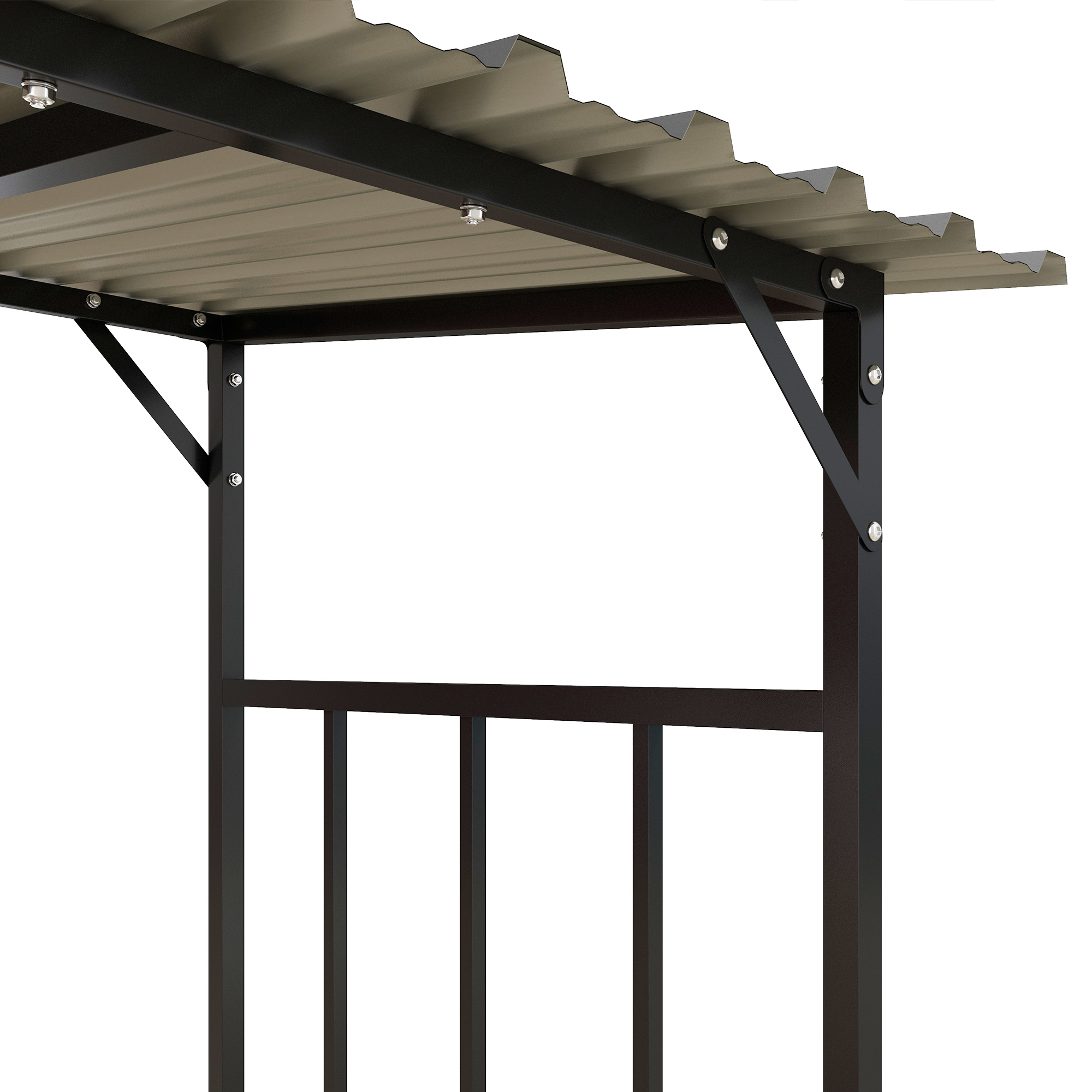 Outsunny Brandhoutrek, 2 lagen, Verzinkt Staal Dak, Metalen Frame, 186 x 75 x 185 cm, Zwart
