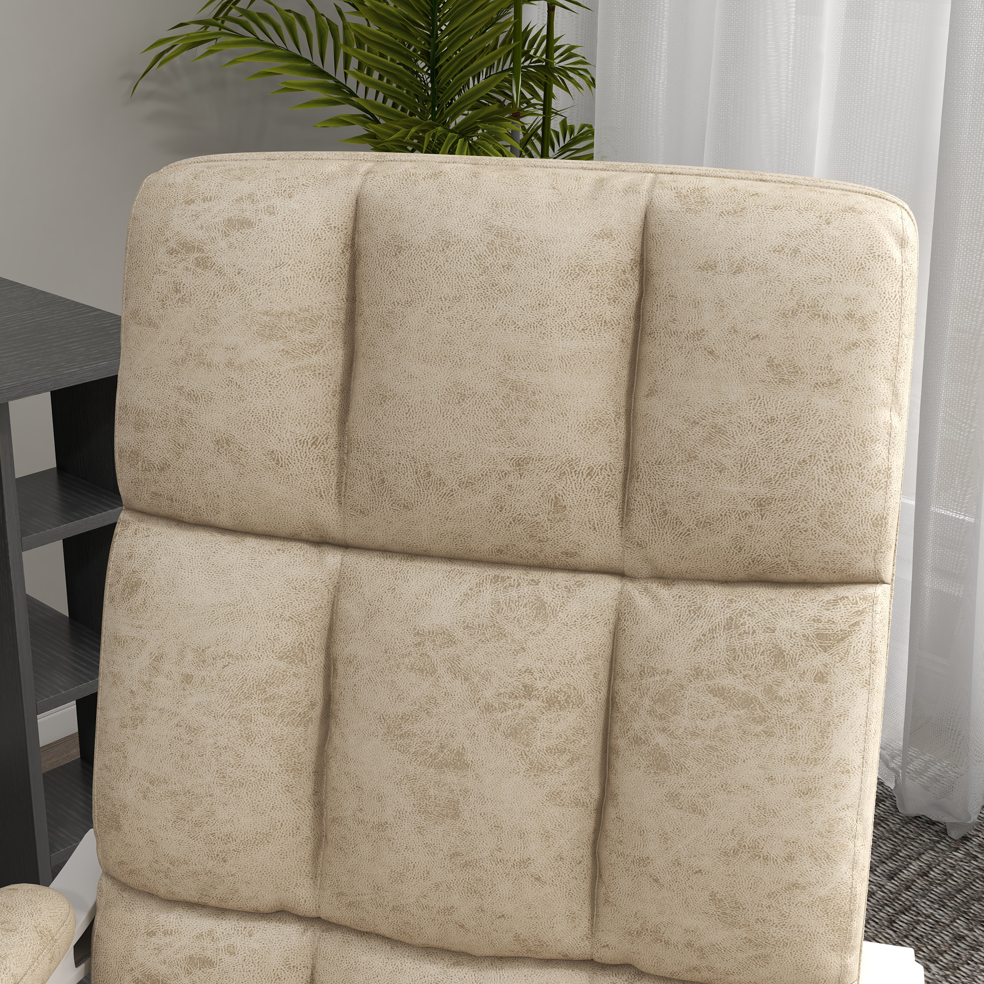 Vinsetto Bureaustoel met Massage- & Warmtefunctie, Voetsteun, Verstelbaar, tot 120kg, Beige
