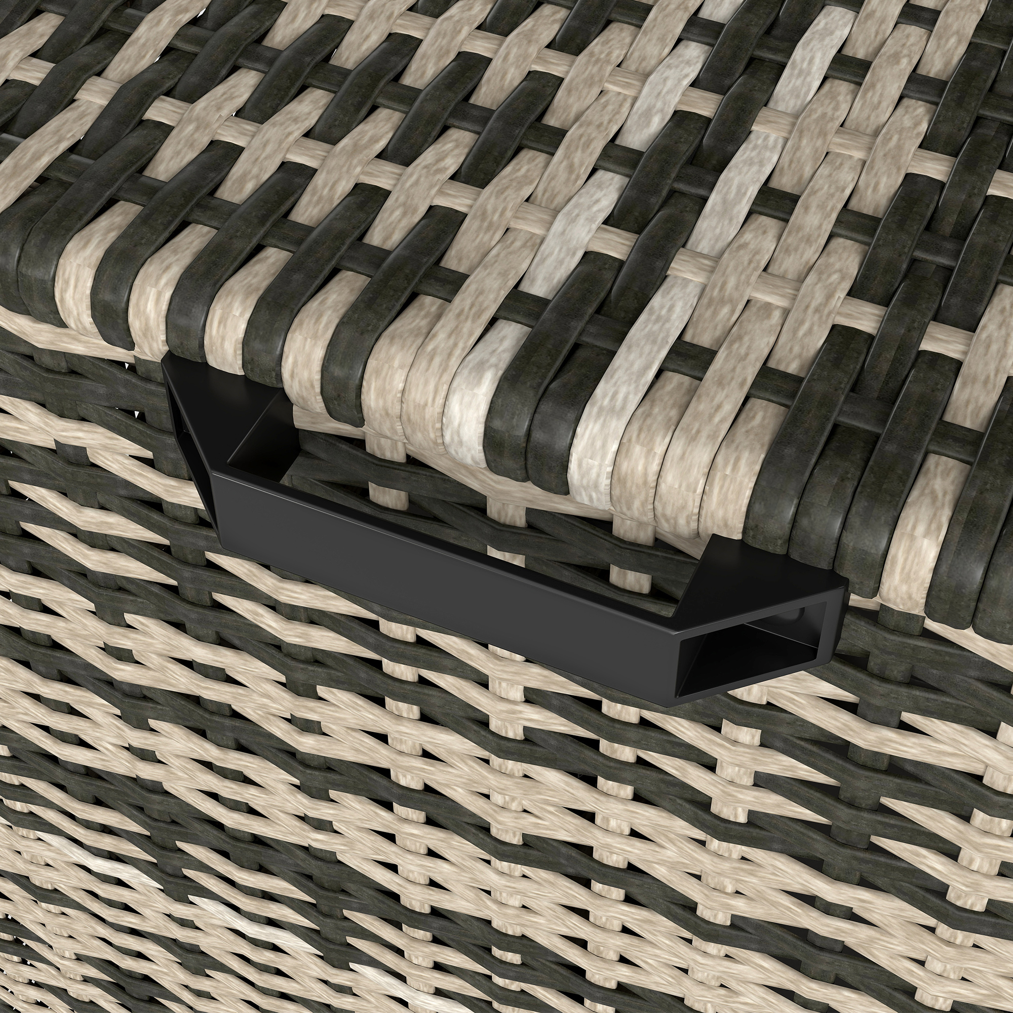 Outsunny Rattan Opbergbox 350L Tweelaags Kussenbox met Deksel Hefstangen Handgrepen 118 x 57 x 69 cm Gemengd Grijs