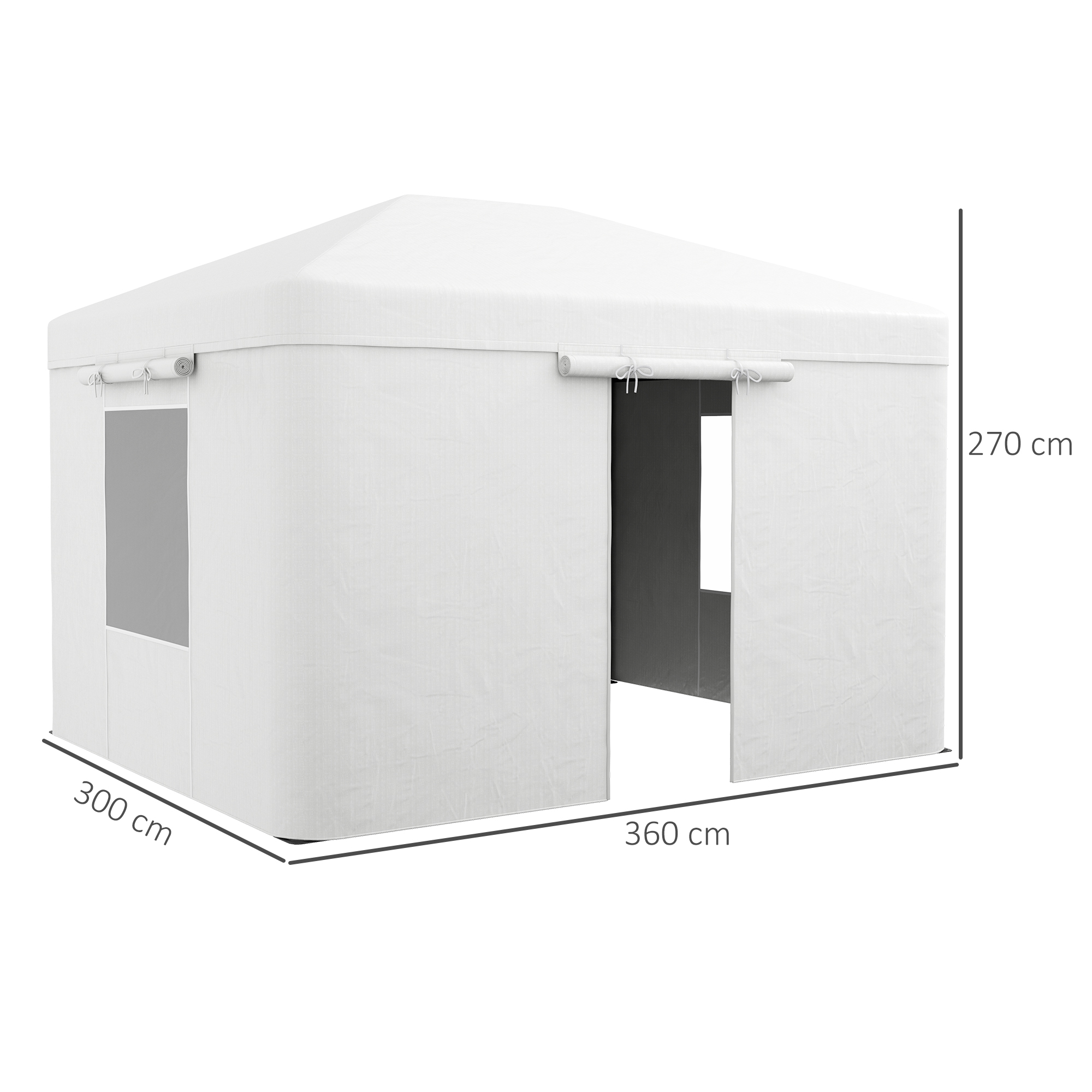 Outsunny Vervangend dak voor paviljoen, vervangende luifel, weerbestendig, 360 x 300 x 270 cm, wit