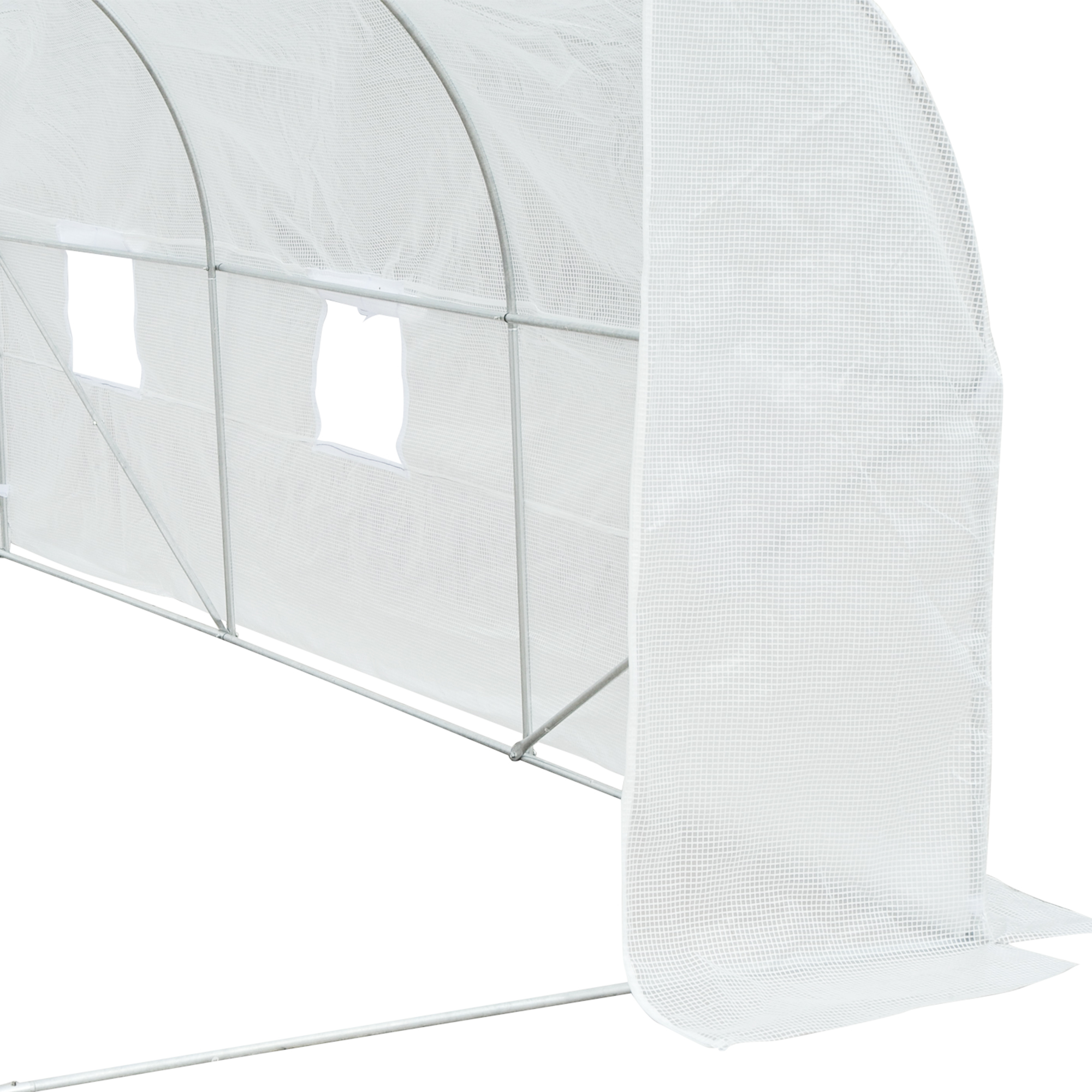 Outsunny Tunnelkas met 6 oprolbare ramen, deur met ritssluiting, scheurbestendige folie, metalen frame, afmetingen 4,45 x 2,99 x 2,05 m