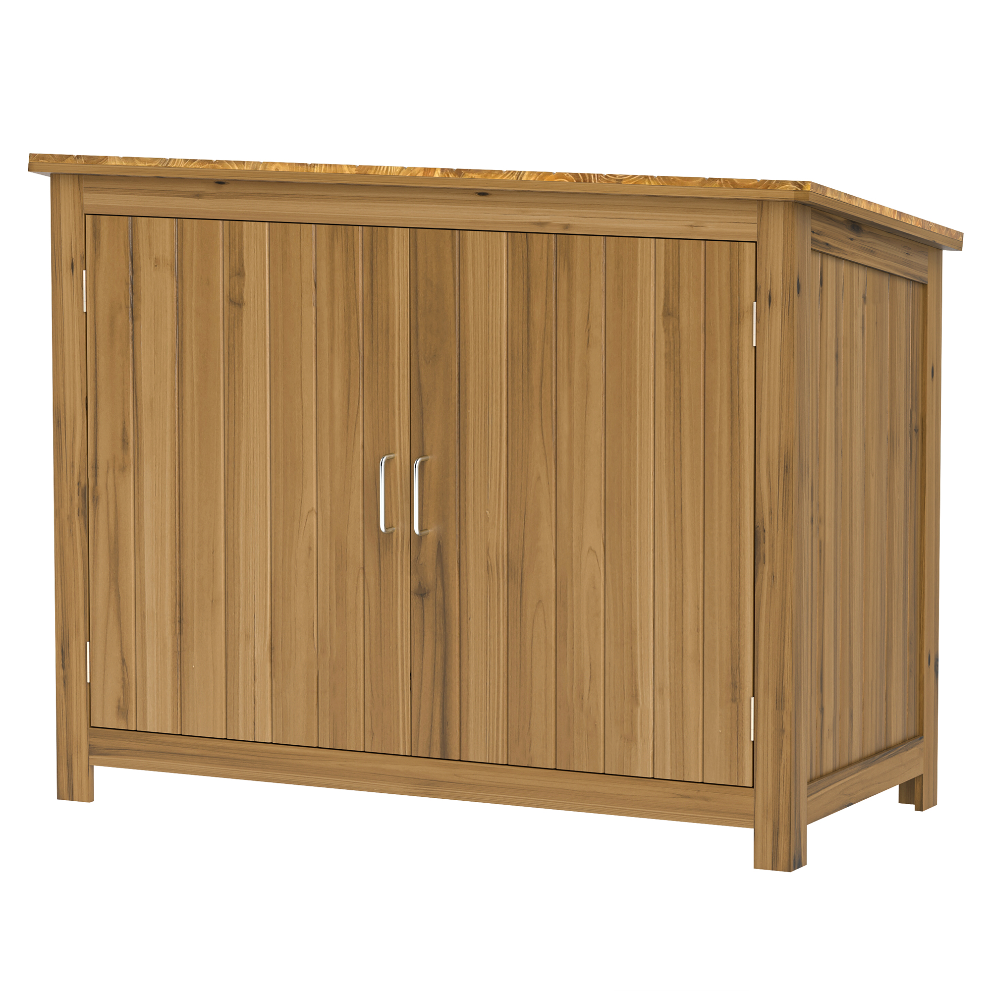 Outsunny Tuinkast, Houten Kommode met 2 Planken voor Tuin, Terras, Weerbestendig, 110 x 50 x 85 cm, Bruin