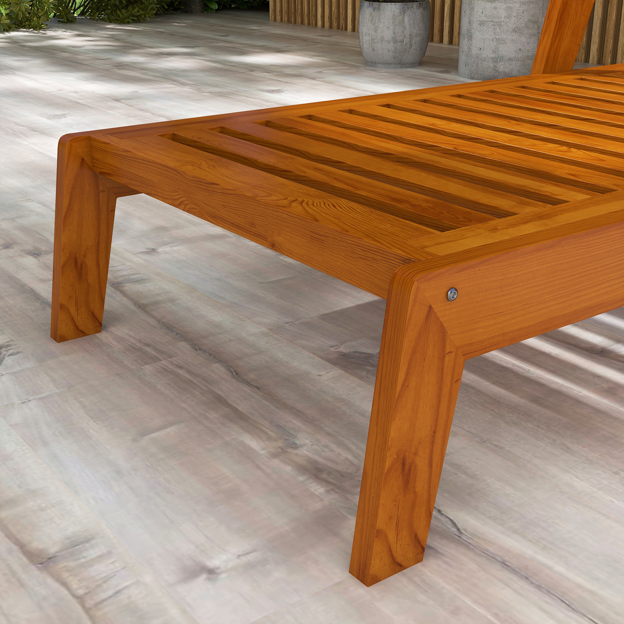 Outsunny Ligstoel Tuinligstoel Houten Ligstoel, Massief hout, 66 cm x 190 cm x 73,5 cm, Oranje