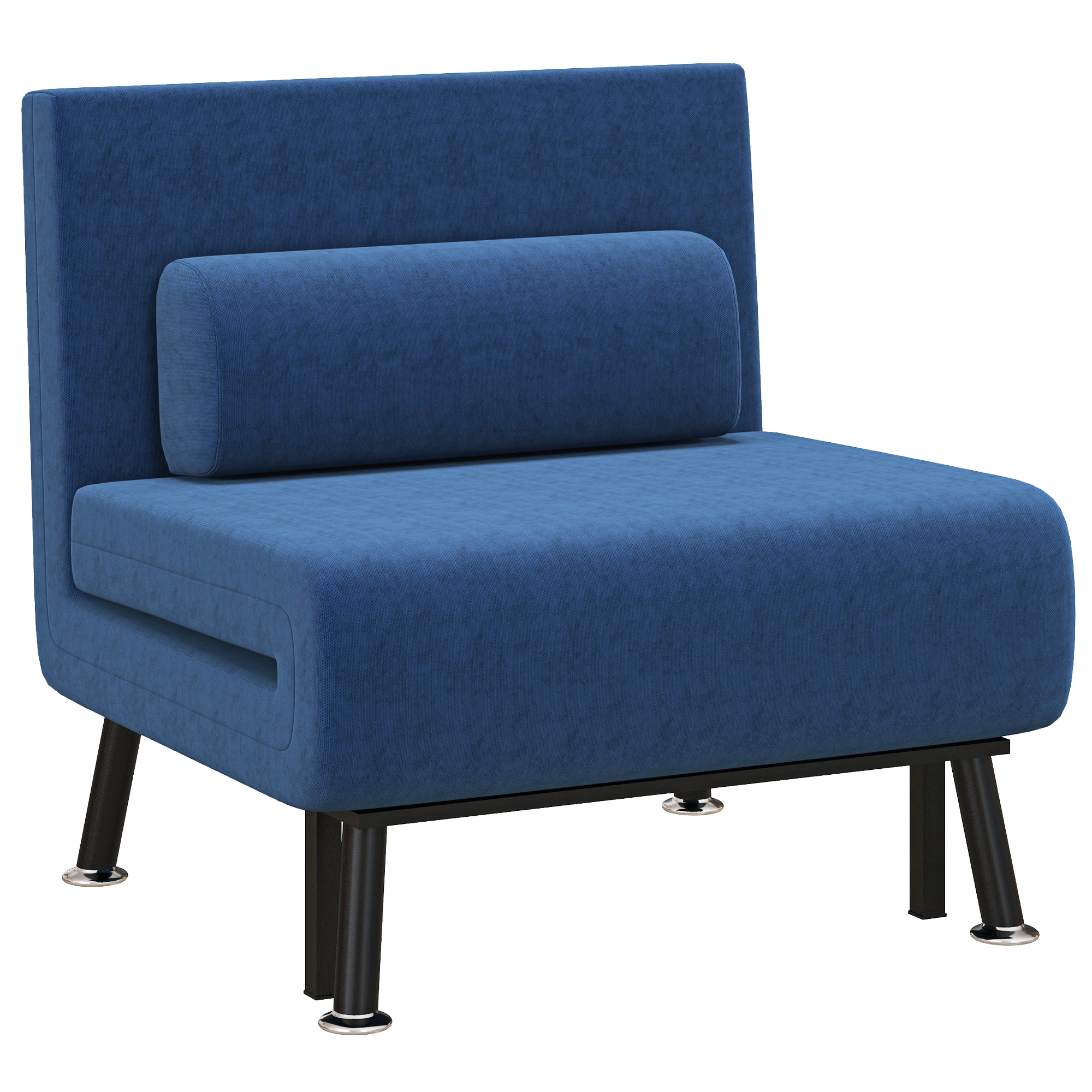 HOMCOM Slaapfauteuil, Relaxfauteuil en Logeerbed, Verstelbare Rugleuning, Afneembare Hoes, Marineblauw