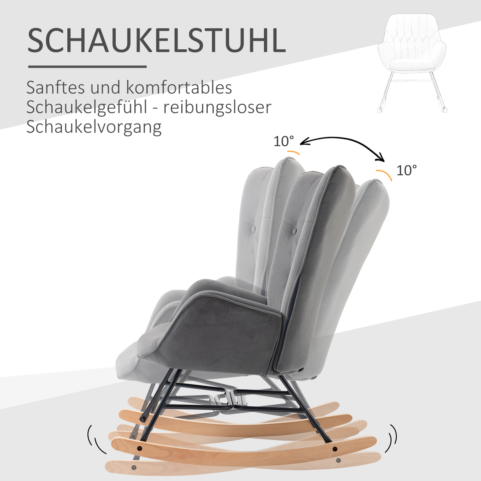 HOMCOM schommelstoel 84 cm x 70 cm x 96 cm