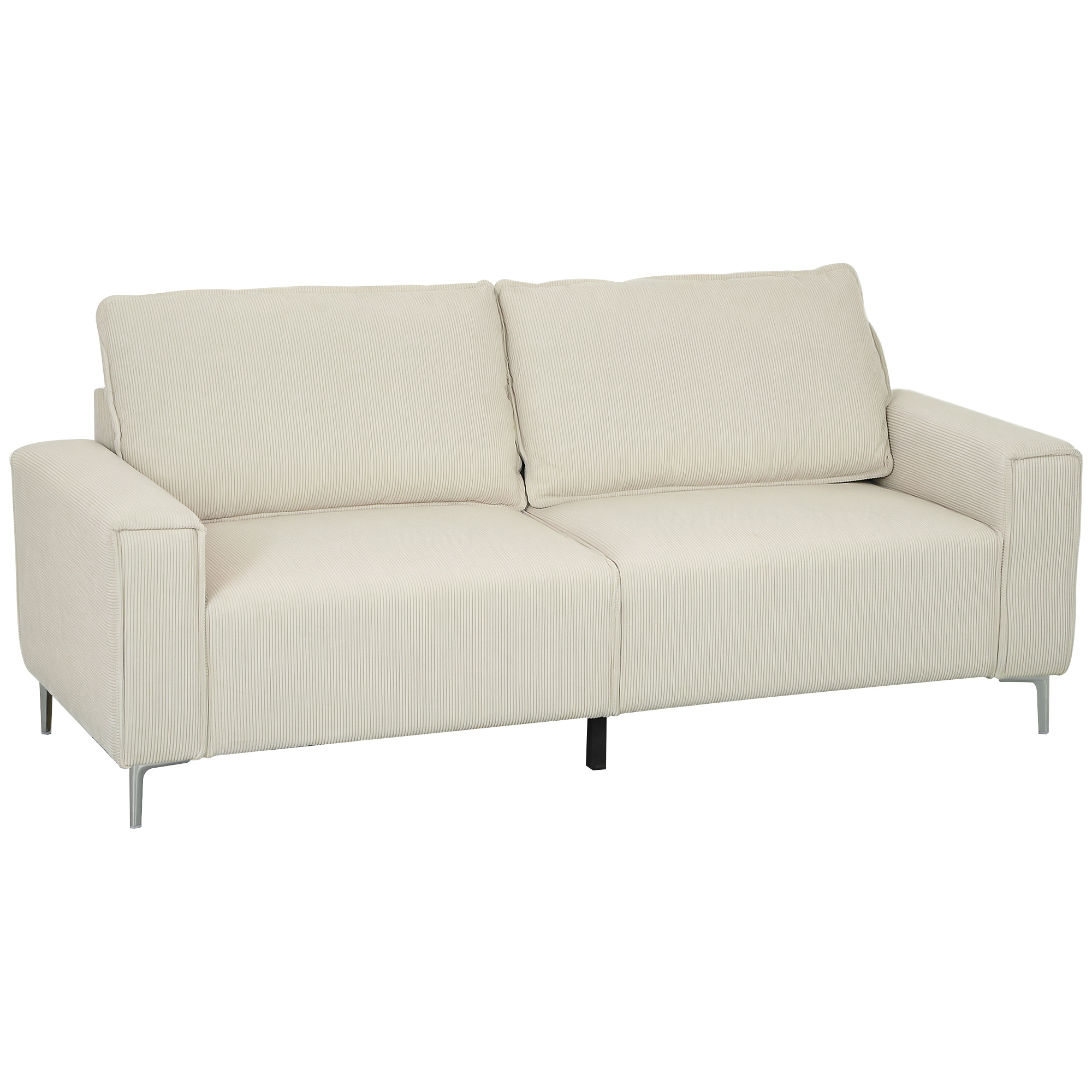 HOMCOM Modern 3-zits bank, Zachte bank met rugkussens, Gepolsterde sofa voor woonkamer, slaapkamer, thuiskantoor, Crèmewit