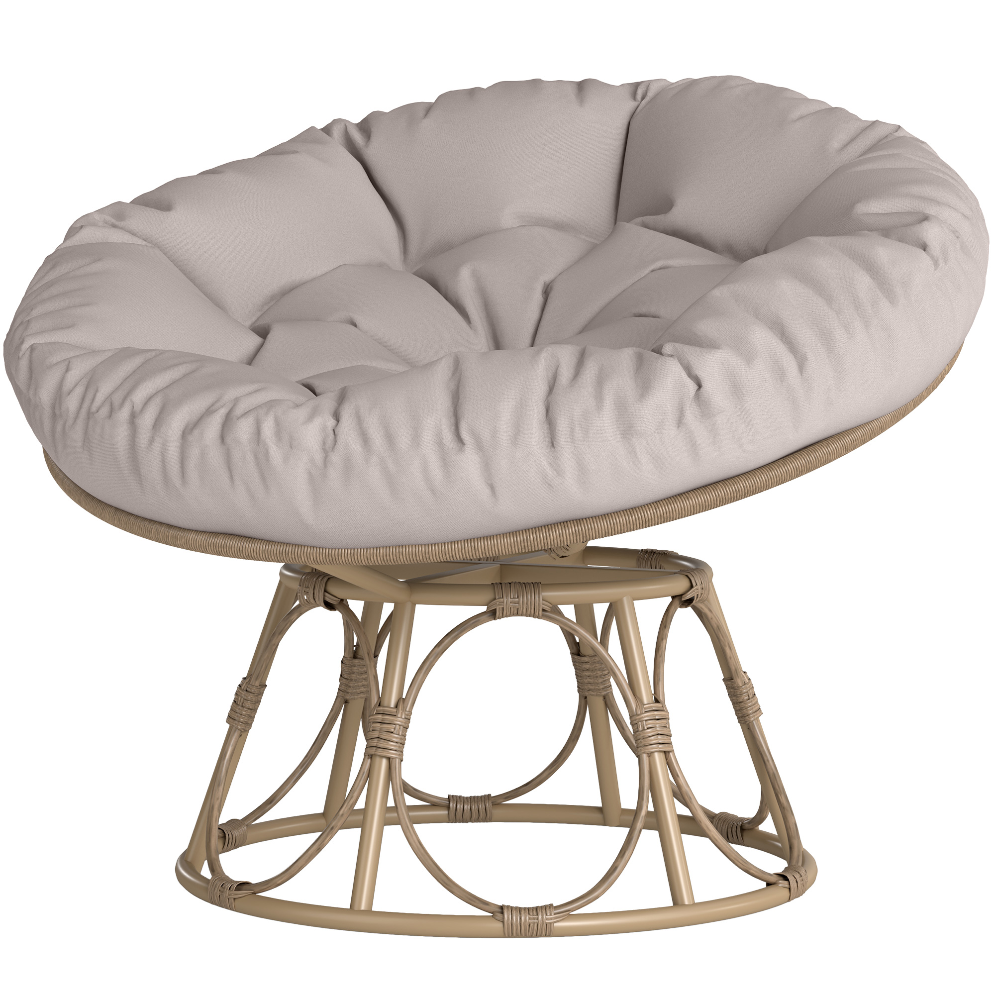 Outsunny Papasan Draaistoel Rotan 360° met Zitkussen, Ronde Buitenstoel