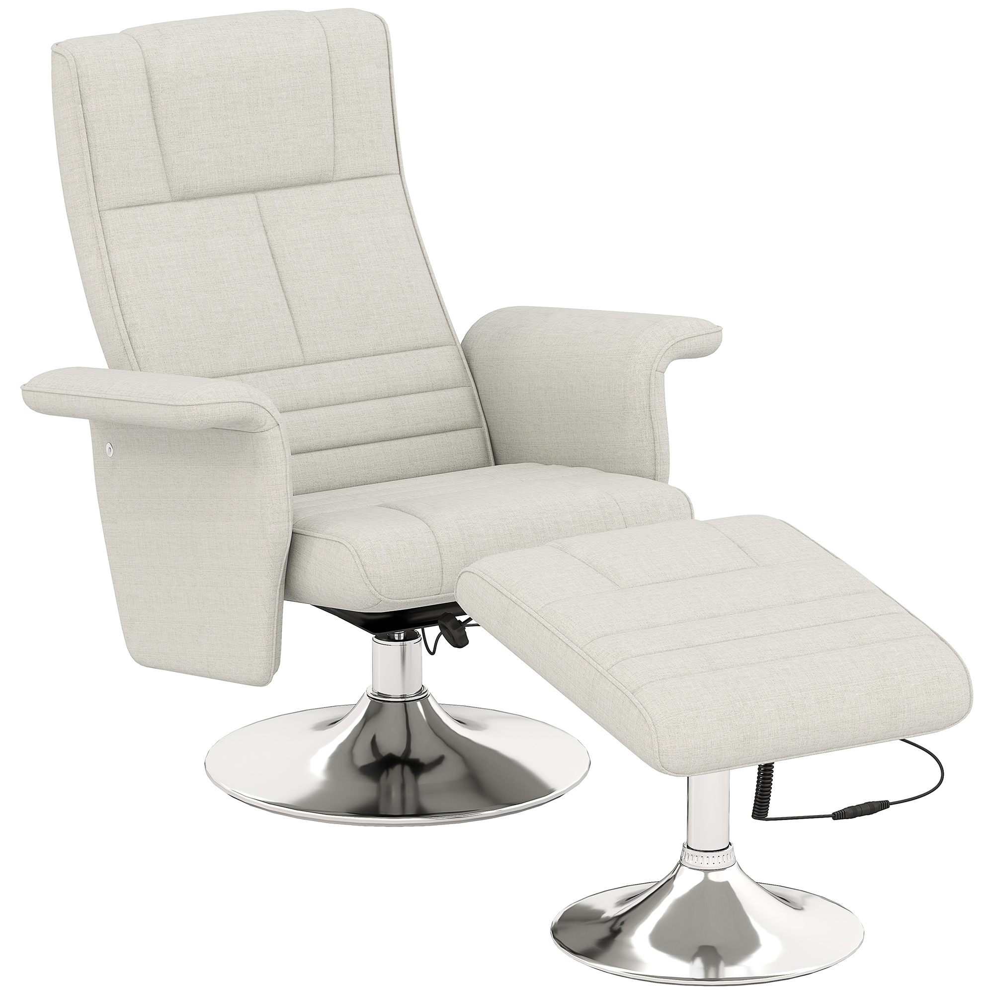HOMCOM Massagestoel met Voetenbank, Kantelbare Rugleuning, 78 x 95 x 88 cm, Crème