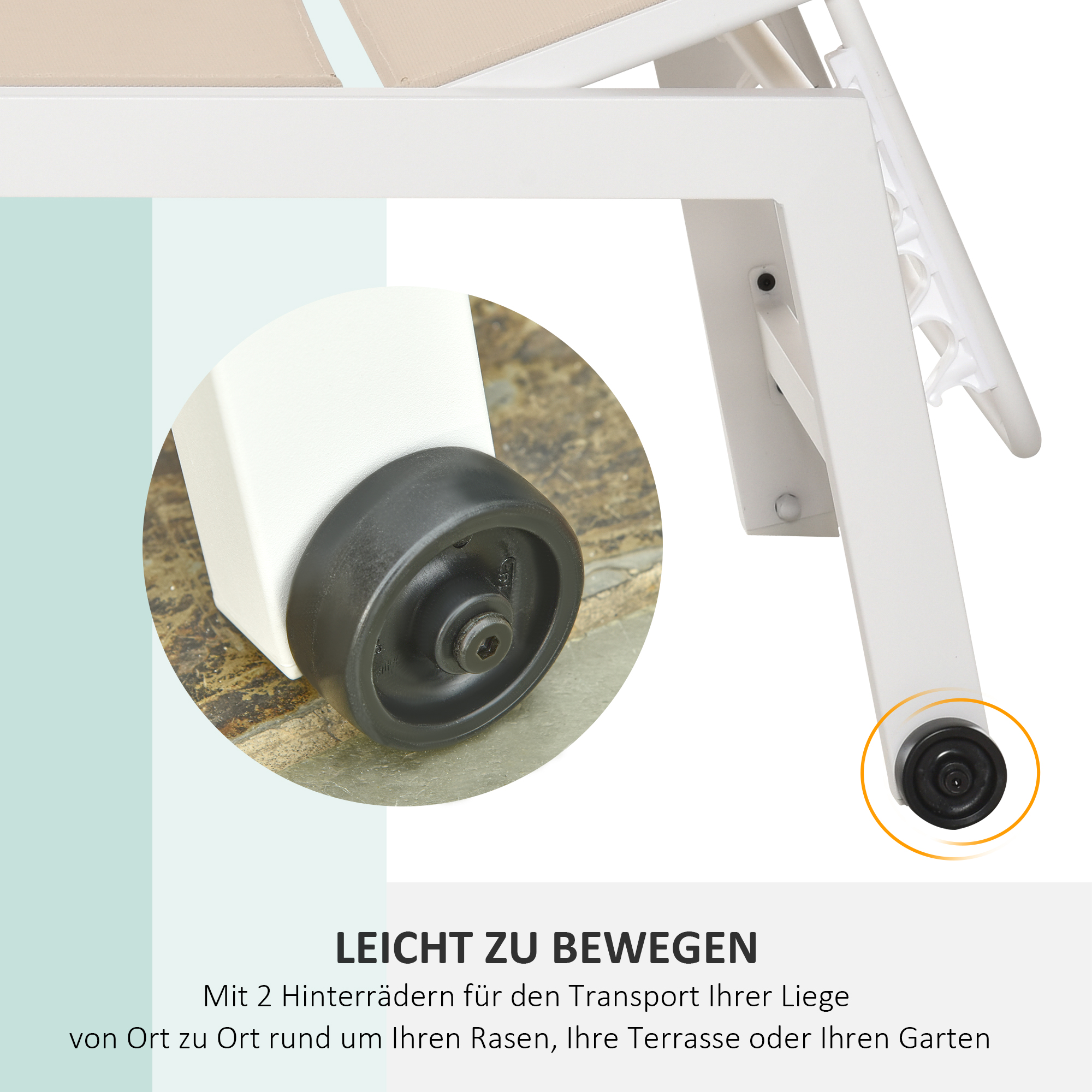 Outsunny ligbed verstelbaar aluminium crème wit 169 x 65 x 102 cm