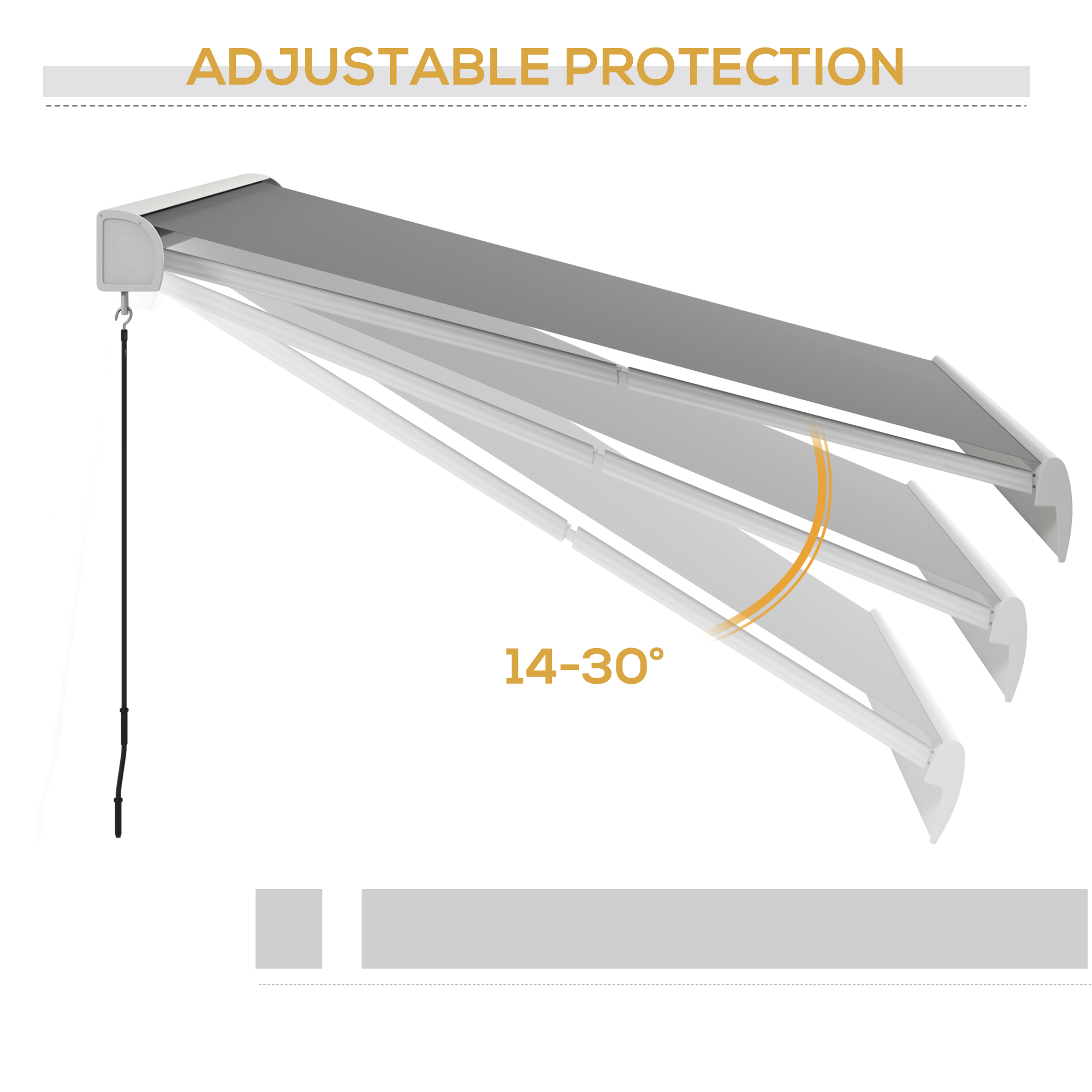 Outsunny Zonnescherm, elektrisch/handmatig uitschuifbaar, Volledige cassette, Afstandsbediening, Aluminiumframe, 3 x 2,5 m, Lichtgrijs