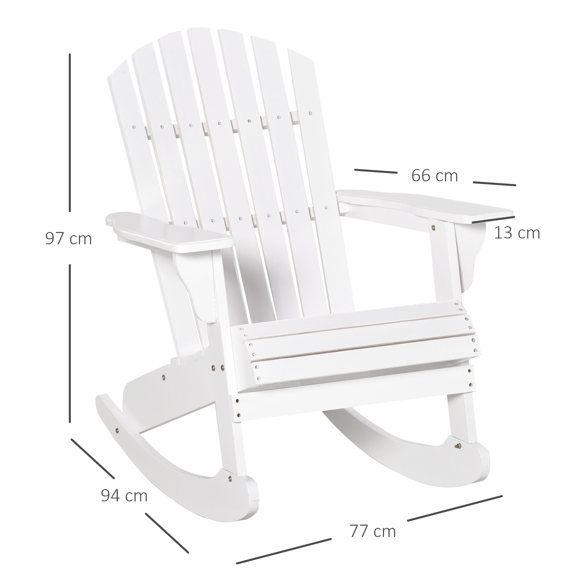 Outsunny adirondack tuinstoel wit 77 x 94 x 97 cm