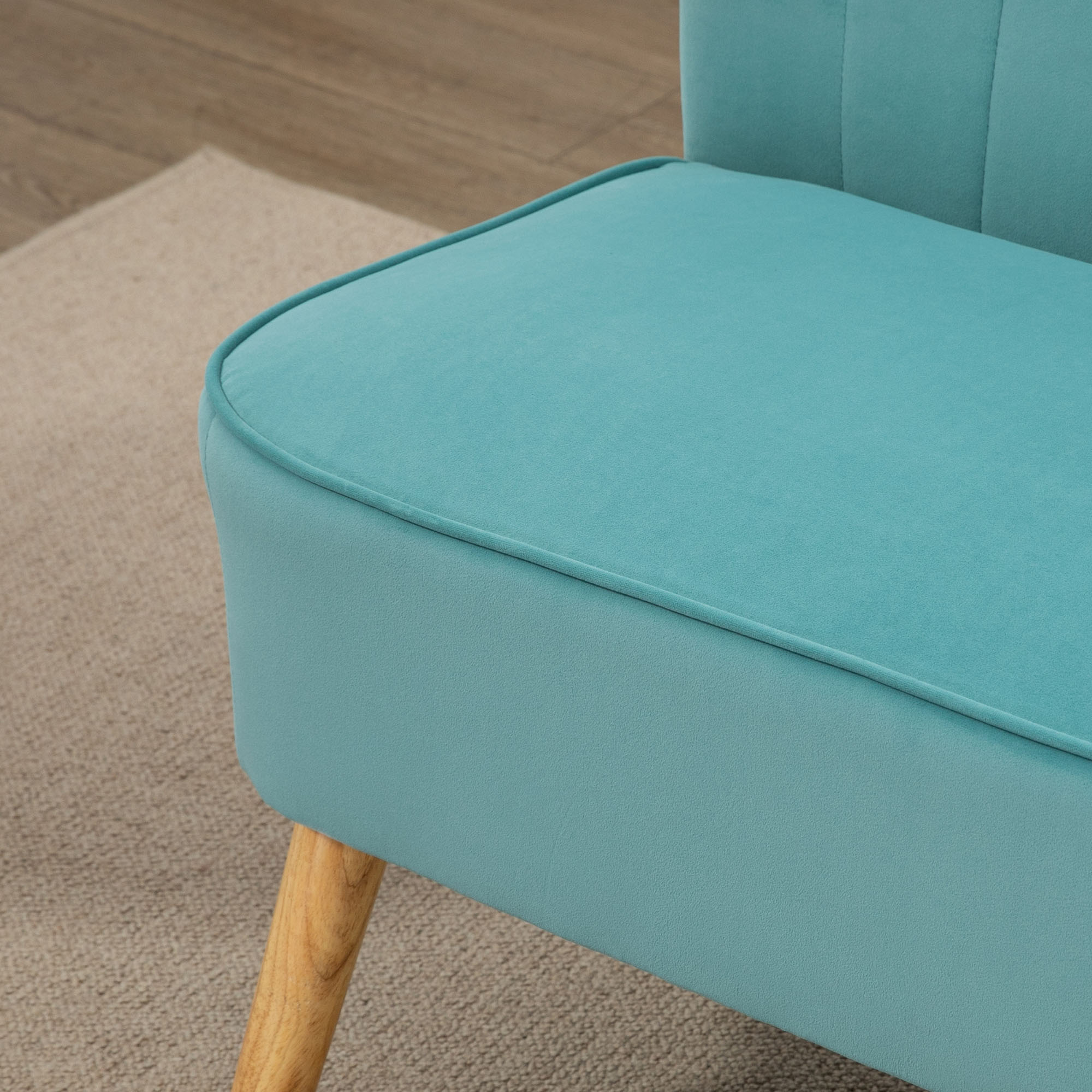 HOMCOM Sofa Retrodesign 2-zitsbank, houten poten, 117 cm x 56,5 cm x 77 cm, Groente