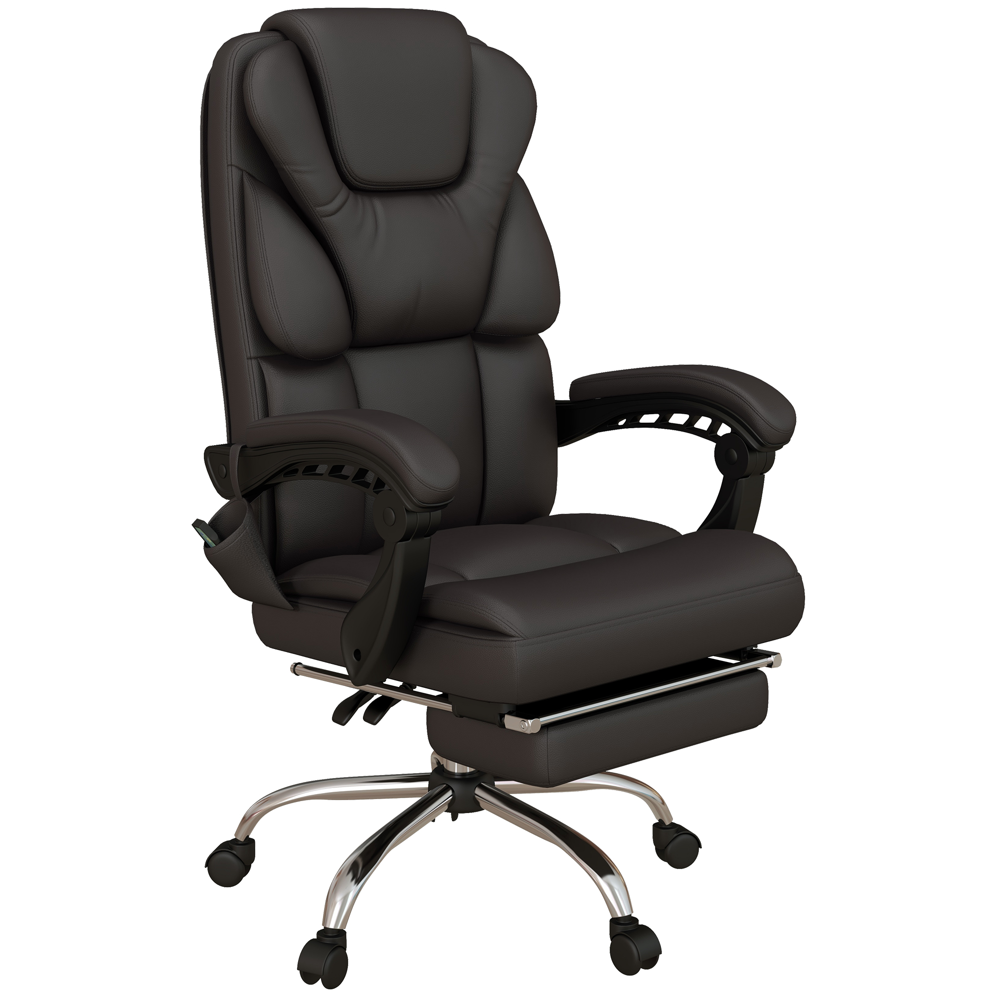 Vinsetto Ergonomische Bureaustoel met Massage en Ligfunctie, 63x57x118, Bruin