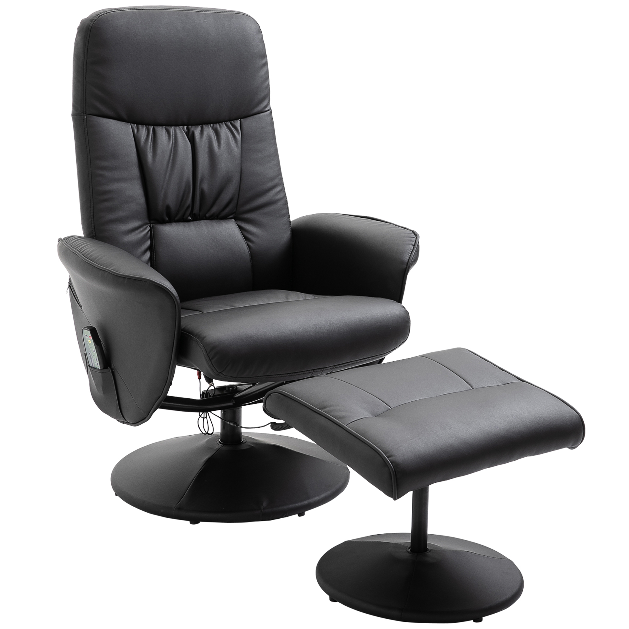 HOMCOM massagestoel met voetenbank relaxstoel massagestoel tv-stoel 145° hellingshoek kunstleer zwart 76 x 81 x 105 cm