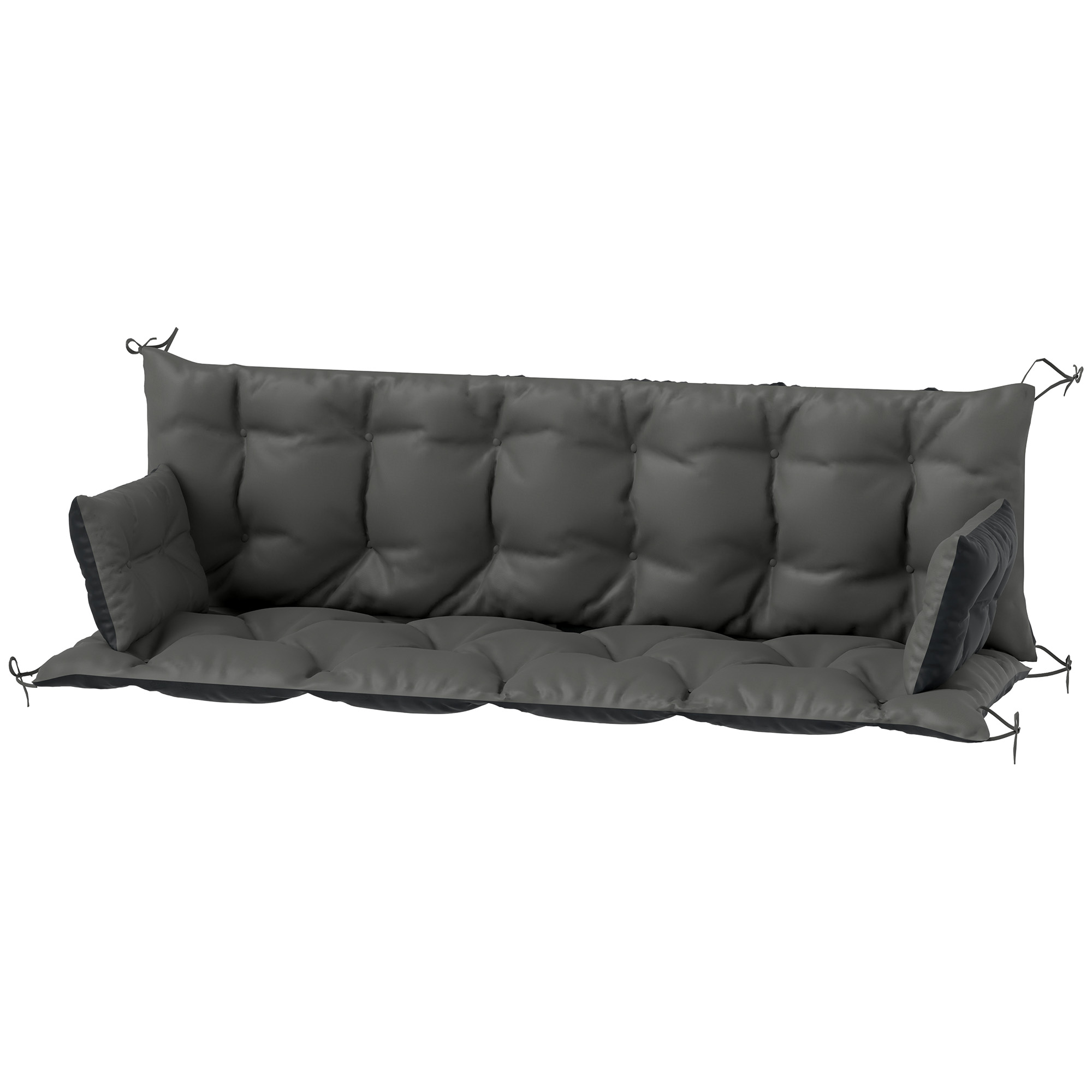 Outsunny Outdoor kussen set voor bank of schommelbank, tweezijdig, polyester, schuim, 180 x 110 x 8 cm, Donkergrijs