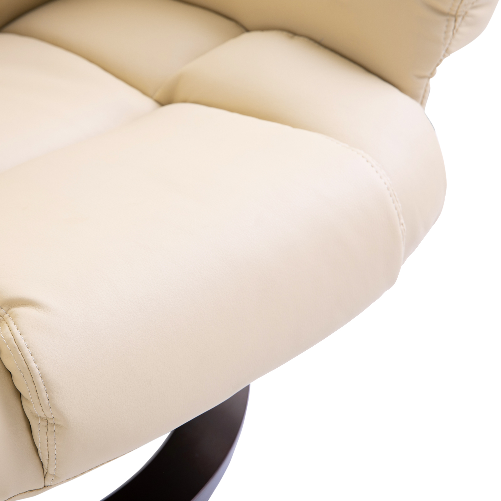 HOMCOM Fauteuil met kruk, ligfunctie, draaibaar, tot 160 kg, kunstleer, metalen frame, crème, 80 x 79 x 100 cm