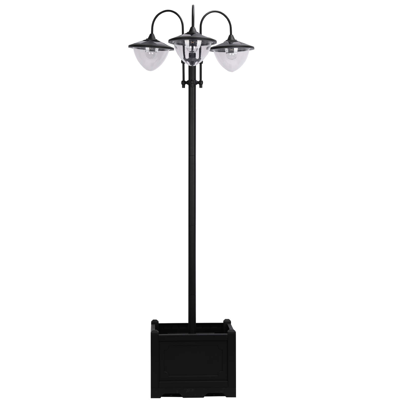 Outsunny Tuinlicht Zonnelamp 60x55x189cm, Energiebesparings Buitenverlichting, Waterproof Bloempotvoet, zwart