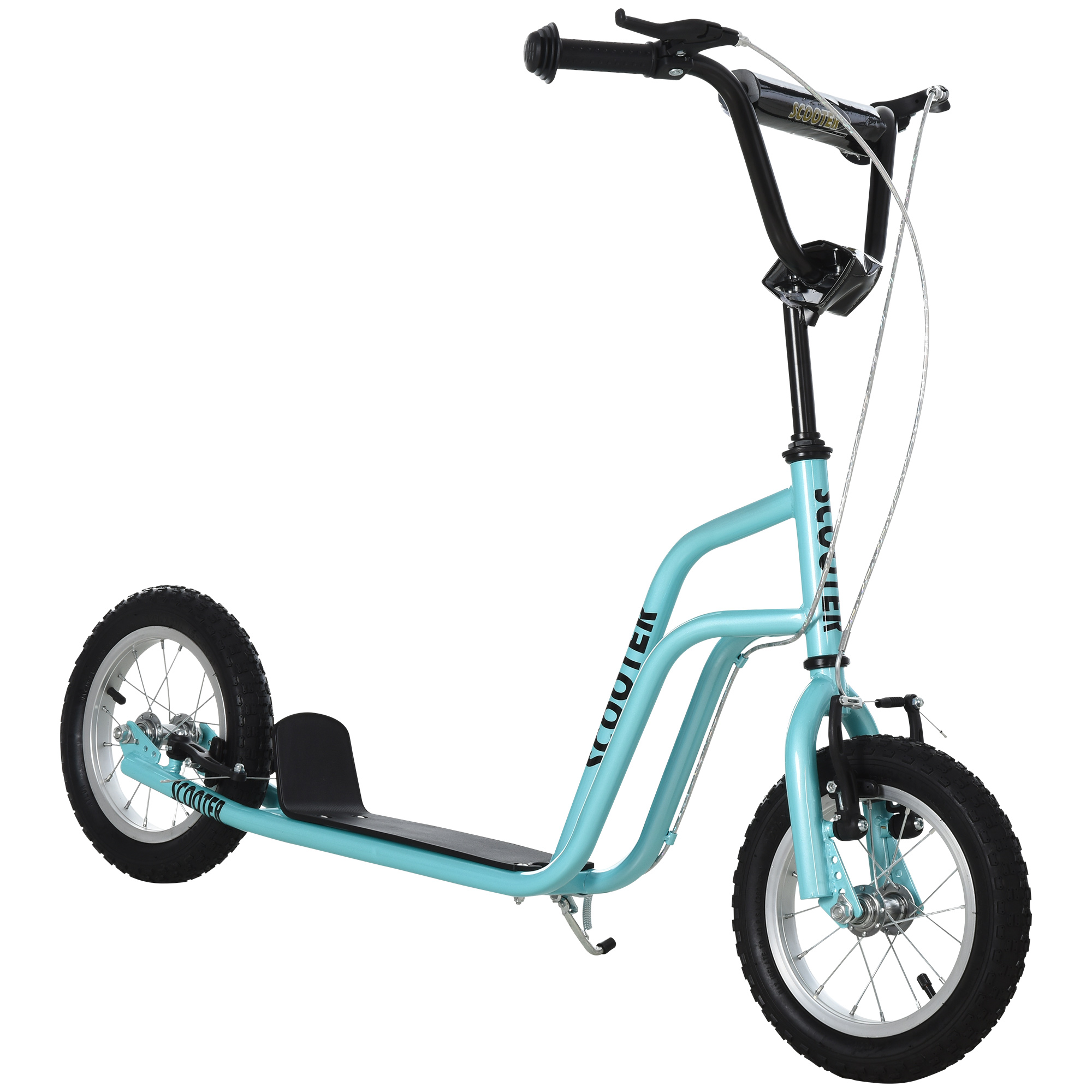 HOMCOM kinderscooter stuur verstelbare step step stadsscooter kinderstep kickboard met luchtbanden 12 inch vanaf 5 jaar blauw 120 x 58 x 75-80 cm