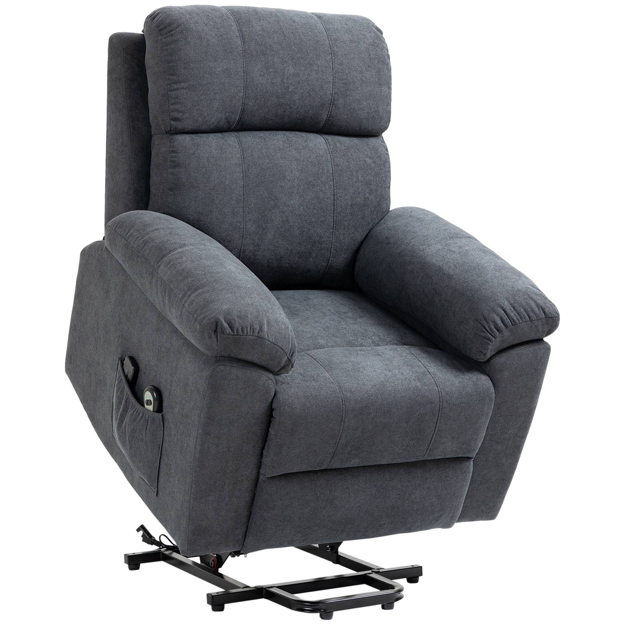 HOMCOM Massagestoel met opstaan hulp, 8 vibratiemotoren, inclusief afstandsbediening, donkergrijs