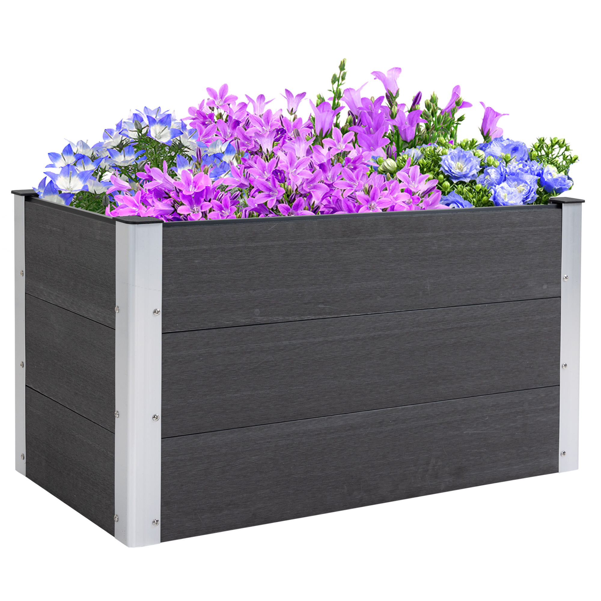 Outsunny plantenbak bloemenkuip terras balkon weerbestendig grijs zonder bodem buiten