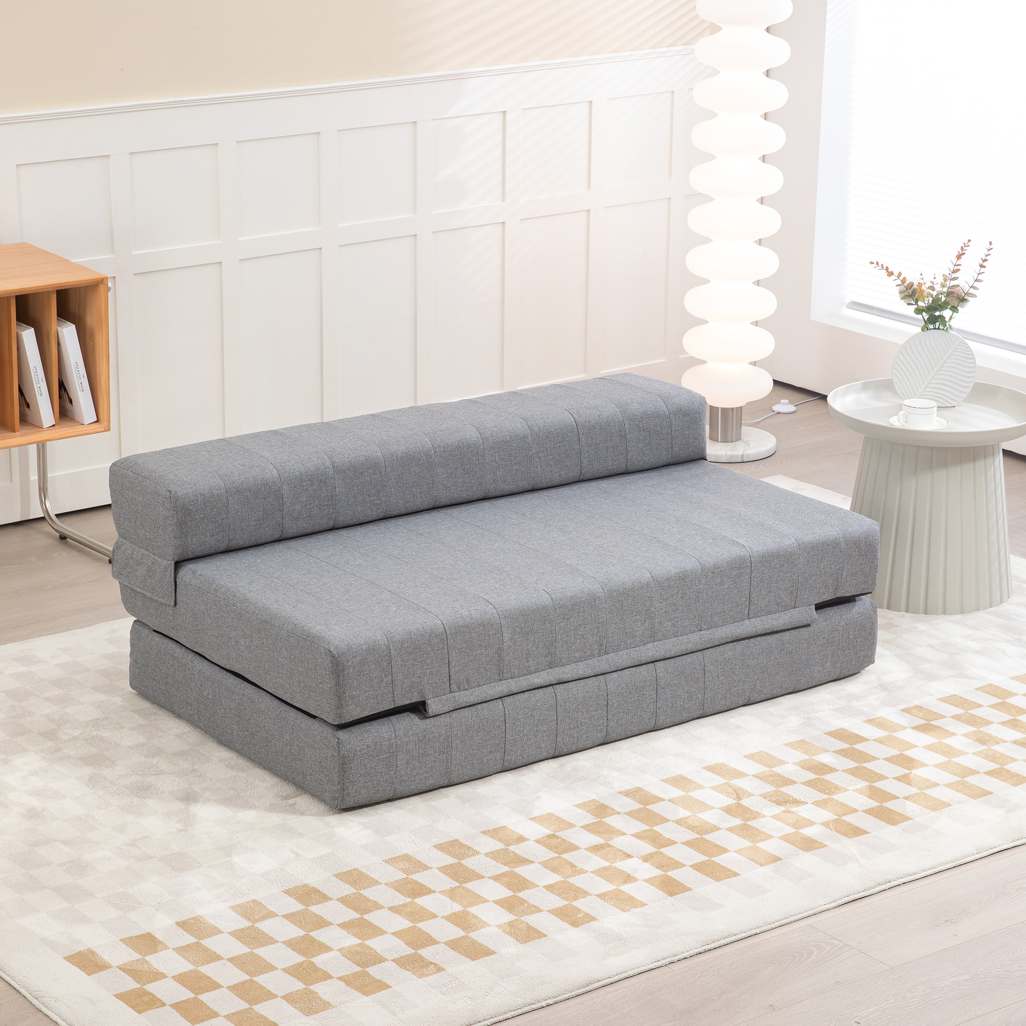 HOMCOM Opvouwbare Gastenbed Stoel, Slaapbank, Opvouwbaar, tot 250 kg, 138x80x50 cm, Grijs