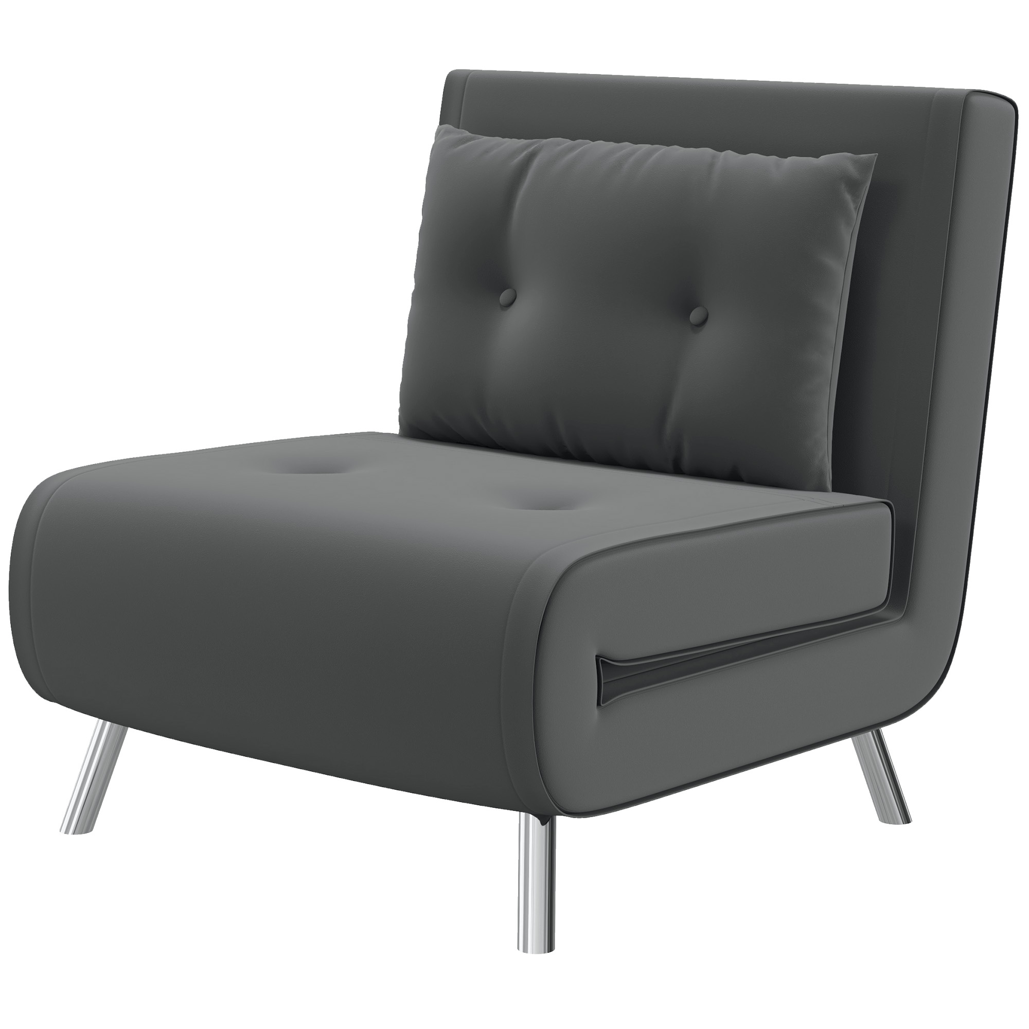 HOMCOM Ligstoel Stoel met Ligfunctie Slaapstoel, Knoopdetail, Linnenlook, 77 cm x 88 cm x 83 cm, Donkergrijs