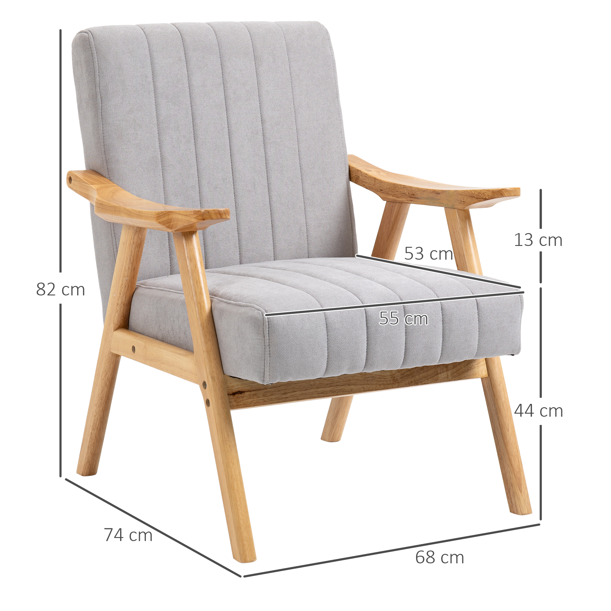 HOMCOM oorfauteuil, gestoffeerde stoel met armleuningen, fauteuil, fauteuil