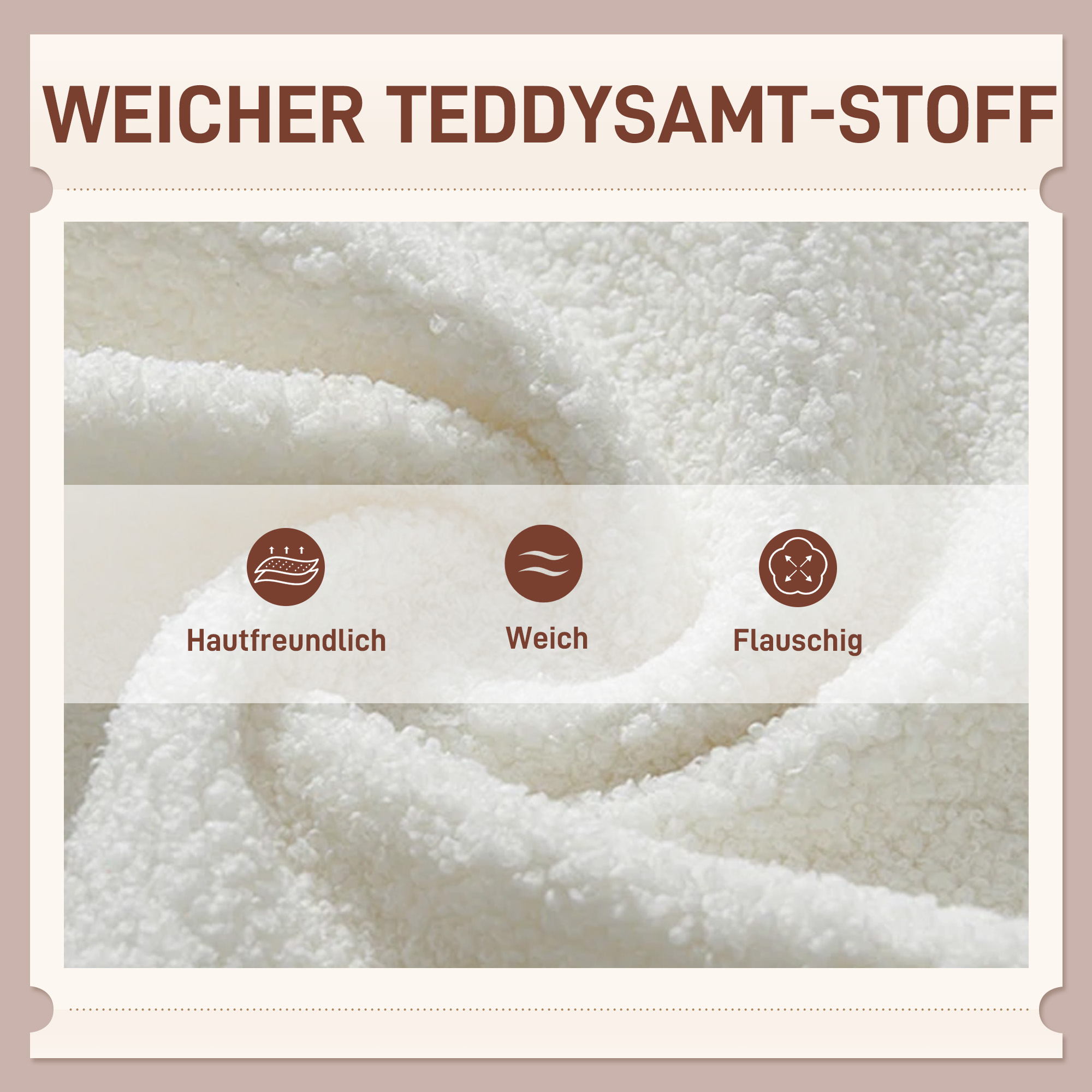 HOMCOM Gestoffeerde Stoel met Ruitstiksel, Bekleding van Teddystof, met Decoratief Kussen, 88 x 75 x 106 cm, Wit