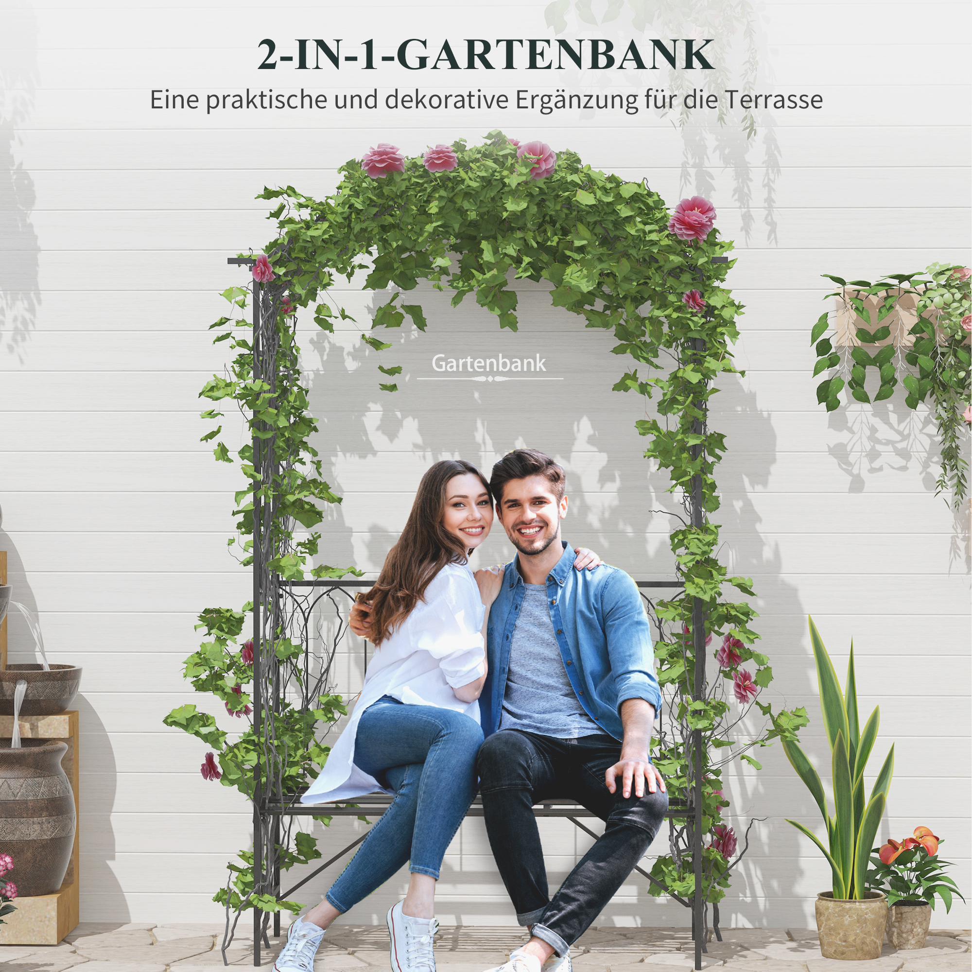 Rozenbank rozenboog steun met bankje filosofenbank prieelbankje tuinbank