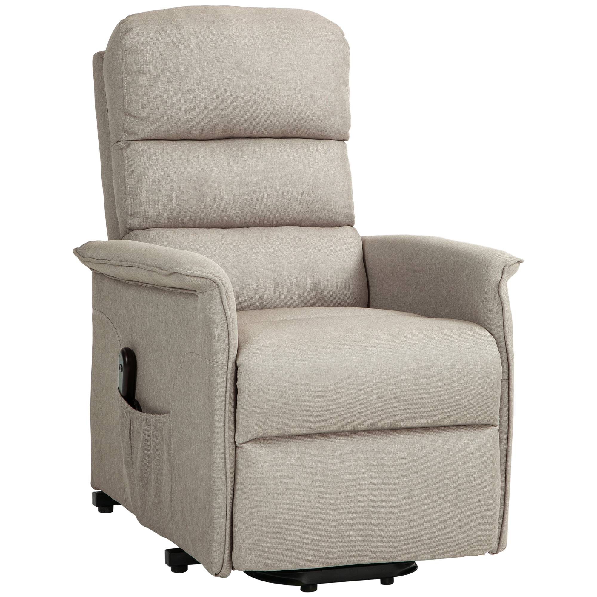 HOMCOM Relaxstoel met Elektrische Opsta-Hulp, Verstelbare Rugleuning/Voetensteun, Tot 120 kg, 66 x 90 x 96 cm, Beige