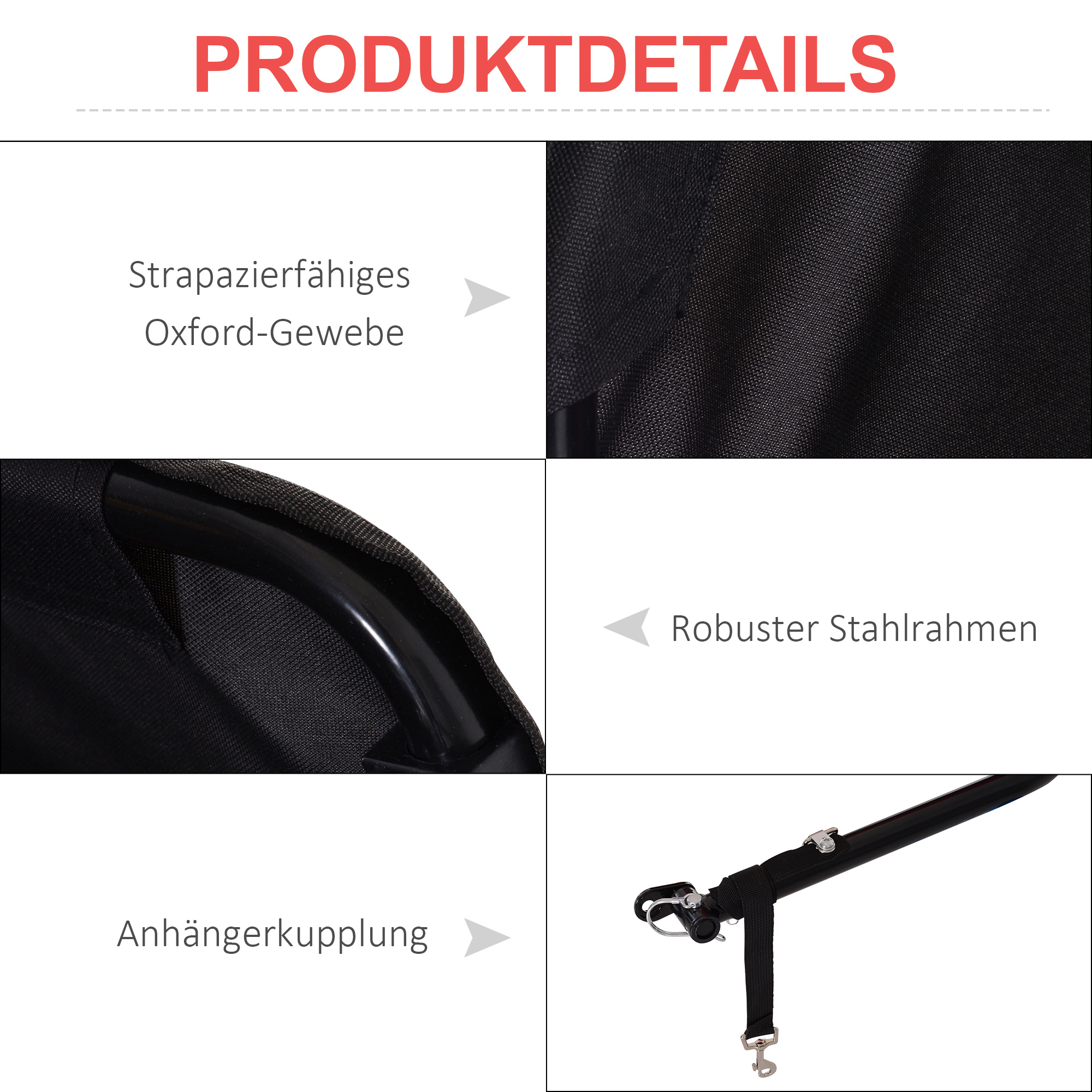 HOMCOM fietsaanhanger rood-zwart