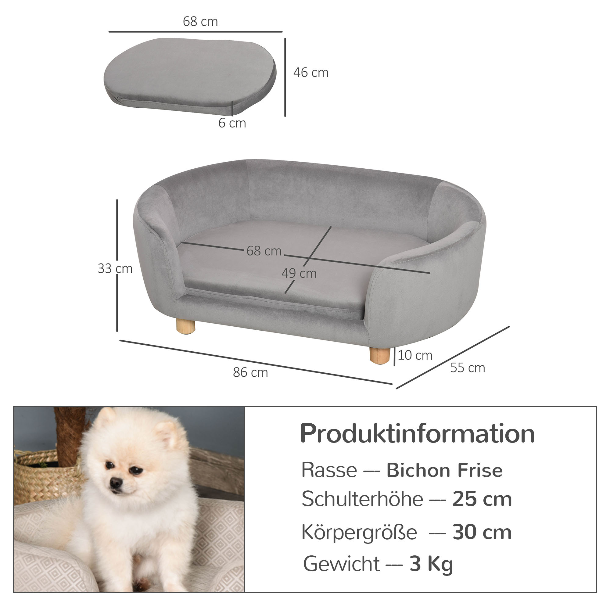 Hondenbank hondensofa katten honden berkenhout modern lichtgroen