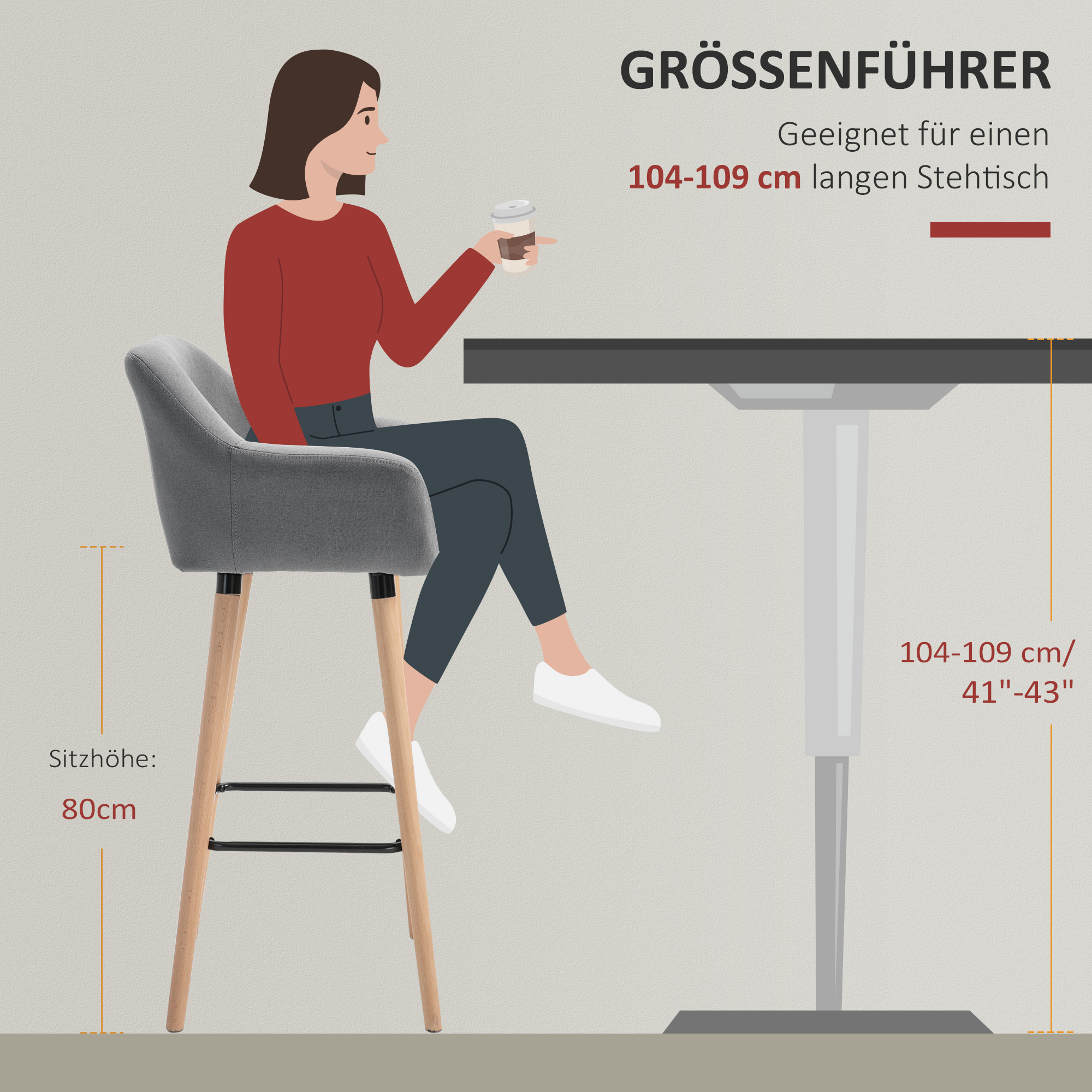 HOMCOM set van 2 barkrukken, barstoel, bistrokruk, keukenkruk met zitkussen