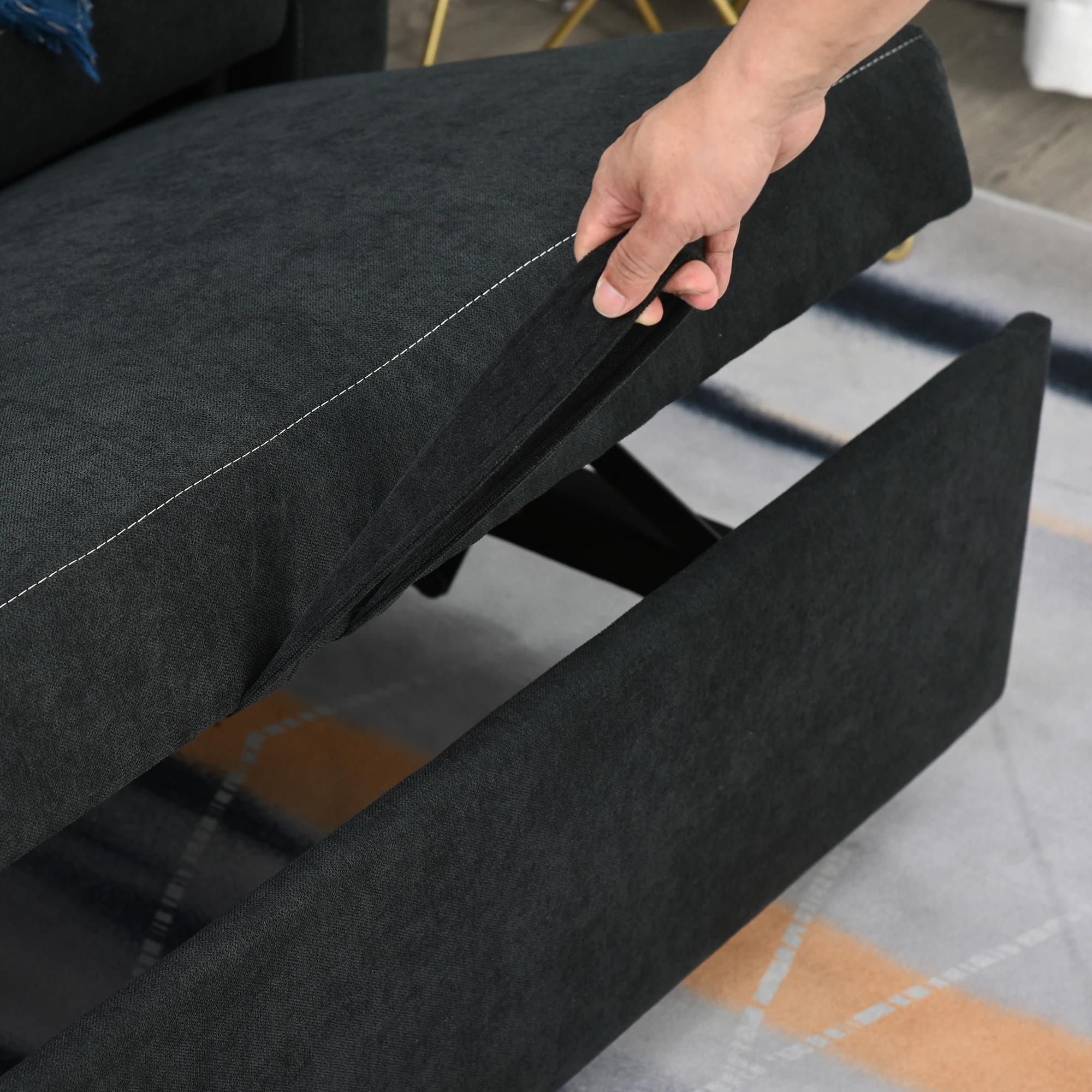 HOMCOM slaapbank, opklapbare bank, 2-zits stoffen bank, slaapbank, bank met slaapfunctie, bankstel, verstelbare hoek 148 x 82 x 89 cm