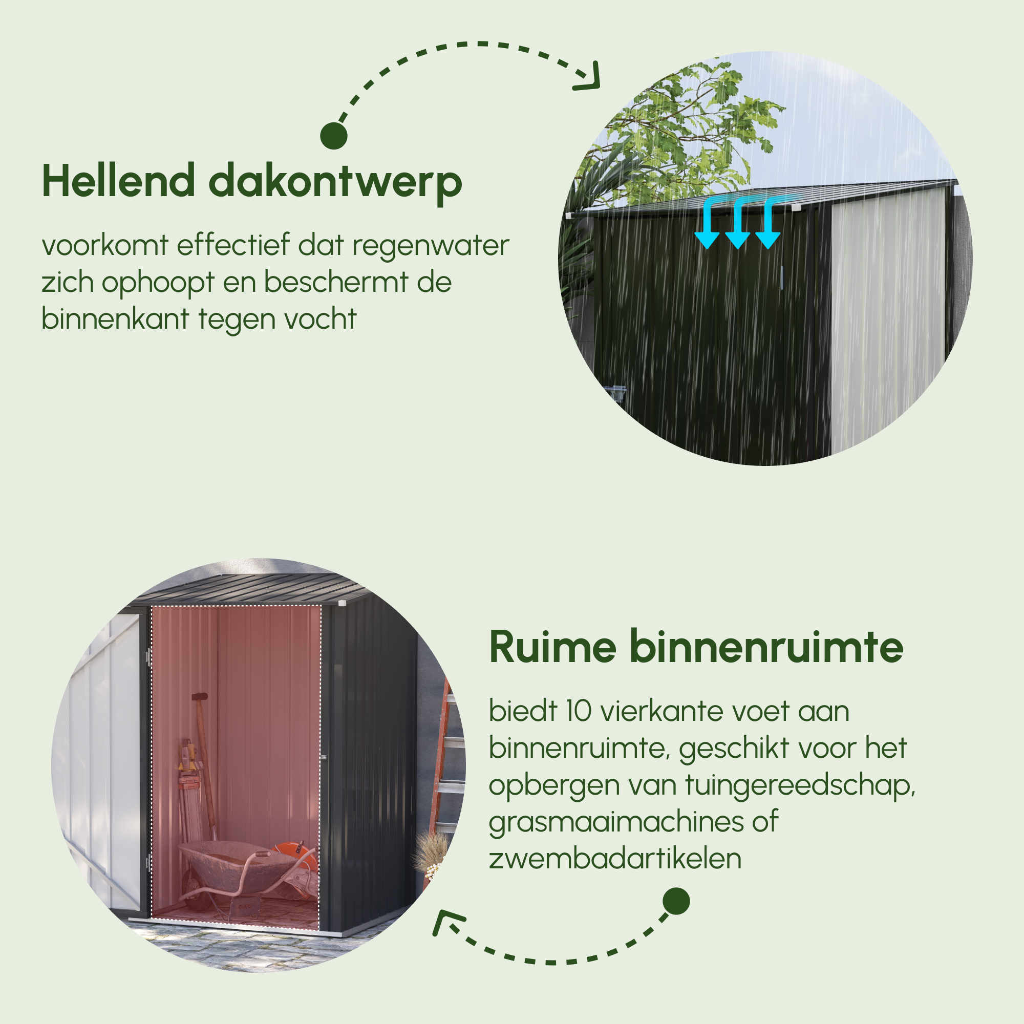 Outsunny Tuinhuis Metaal, Roestvrij en Condensatie Bestrijding voor Huis,100x103x160 cm, Donkergrijs