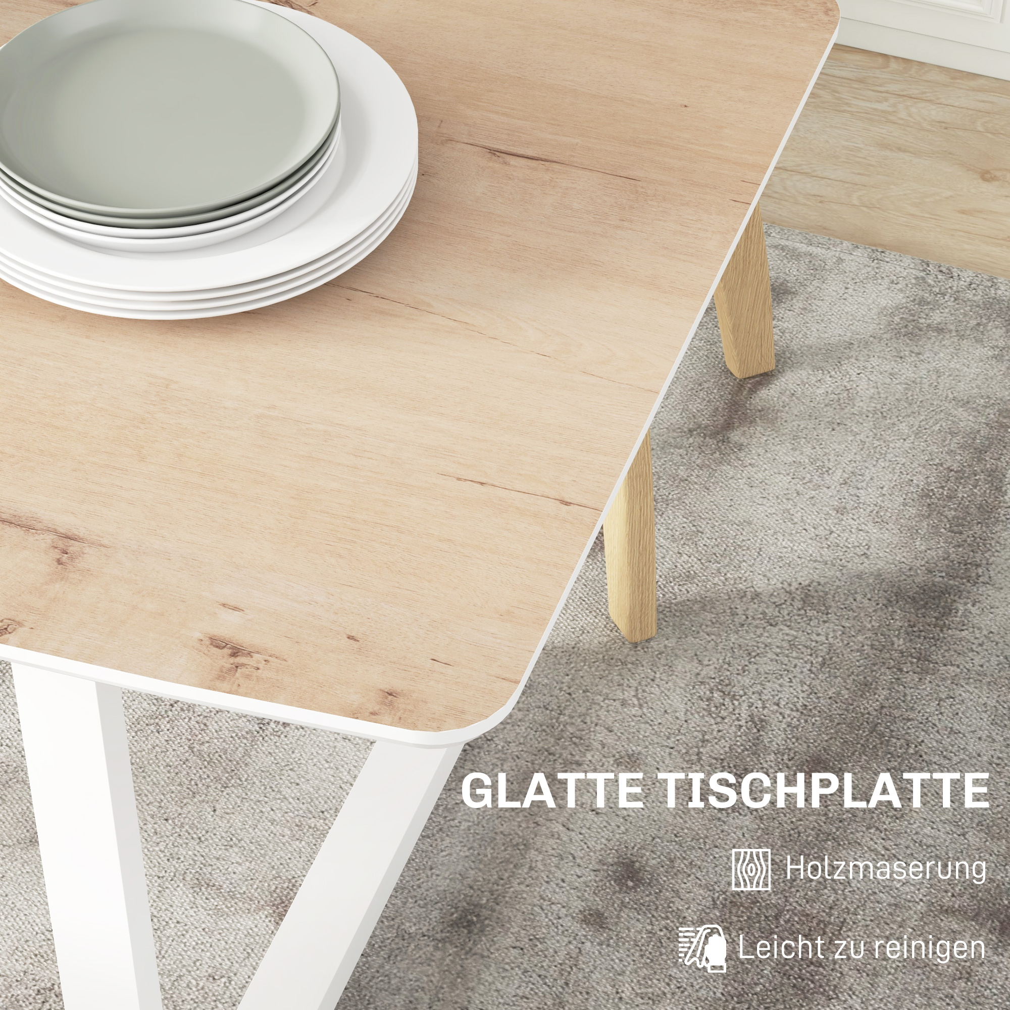 HOMCOM Inklapbare Eettafel, Uitschuifbaar, Industriële Stijl, MDF-Houtlook, Metaal, 120-160 x 80 x 76 cm, Eik