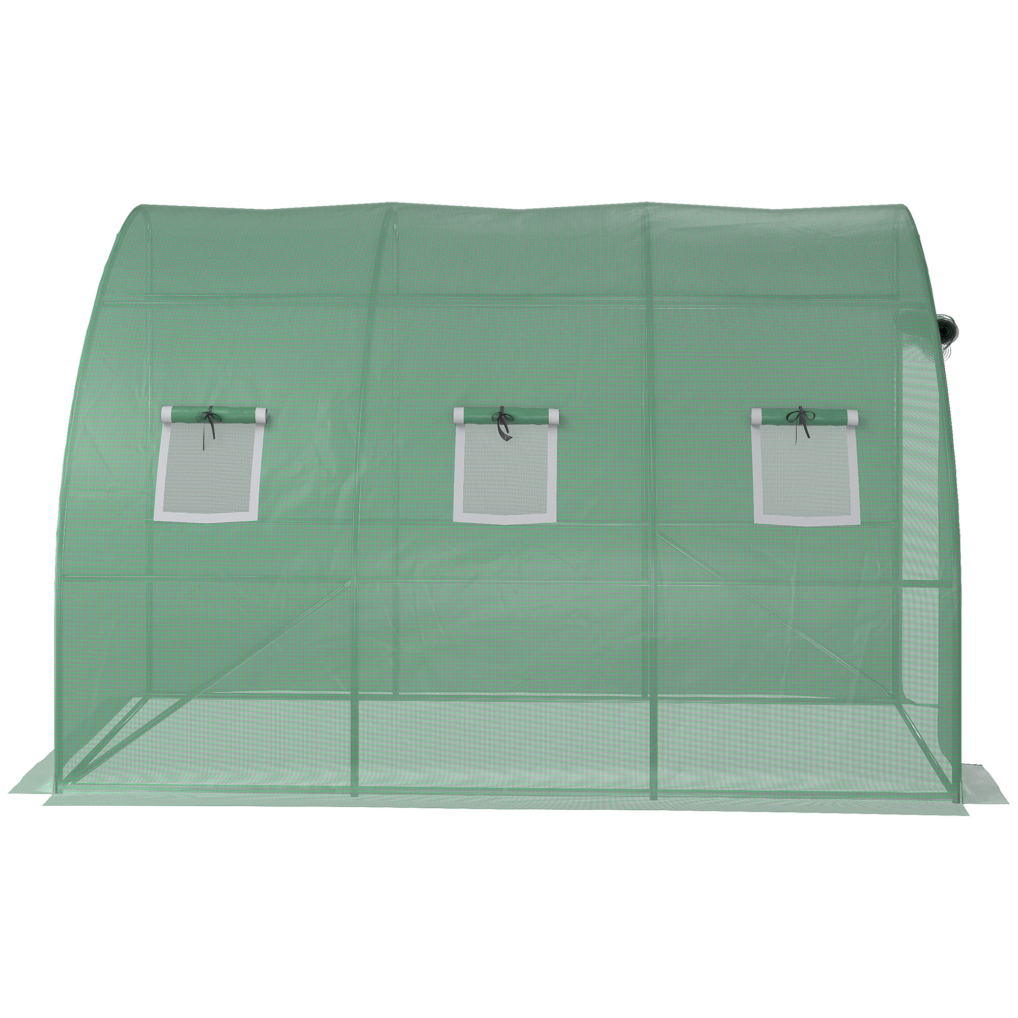Outsunny foliekas, tomatenkas met gaasvenster, kas met roldeuren, kwekerij met UV-bescherming, groen, 300 x 150 x 197 cm