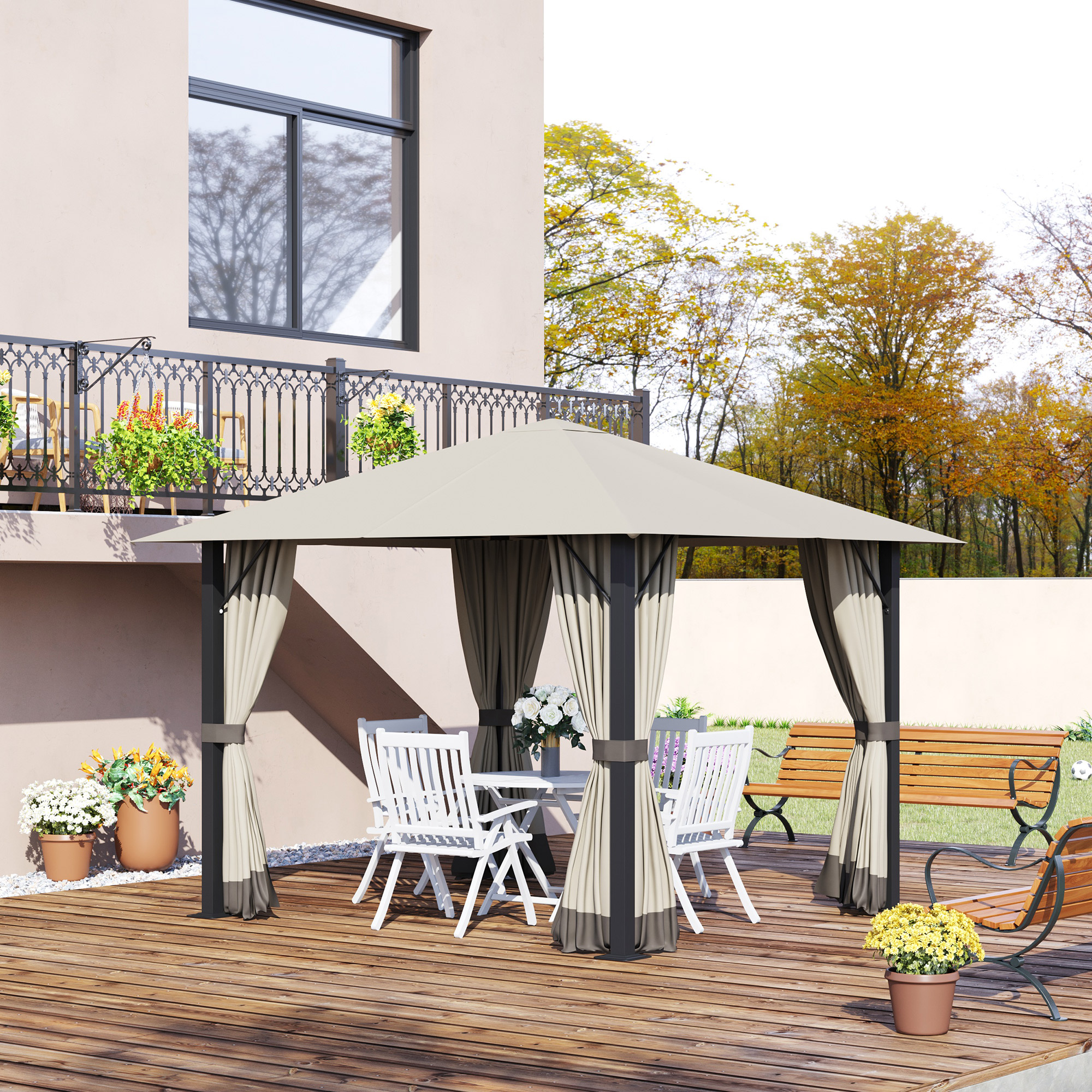 Outsunny tuinhuisje 3m x 3m aluminium staal