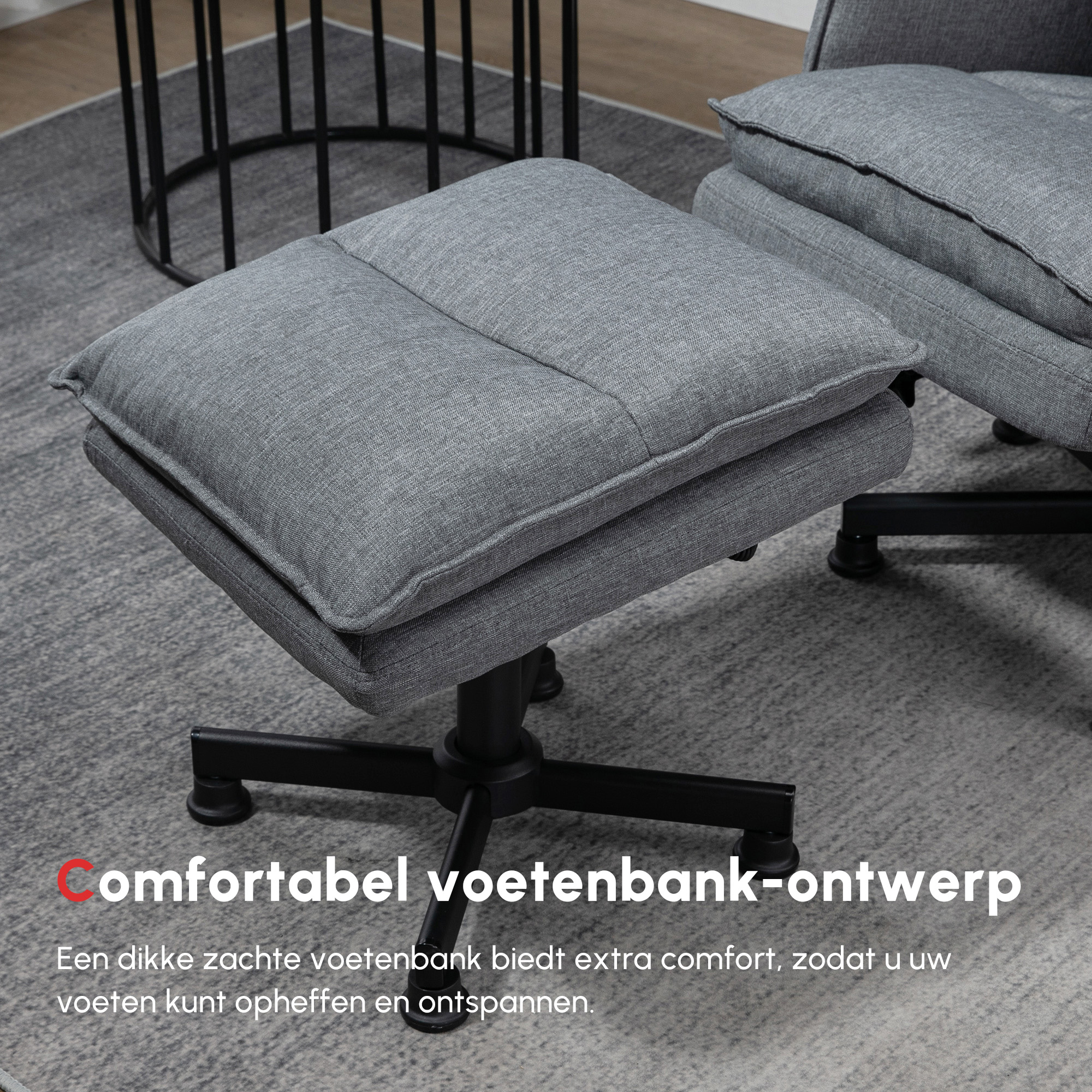 HOMCOM Massage Bureaustoel met Voetenbank, 8 Vibratiekoppen, 1 Afstandsbediening, 1 Zijvak, Grijs