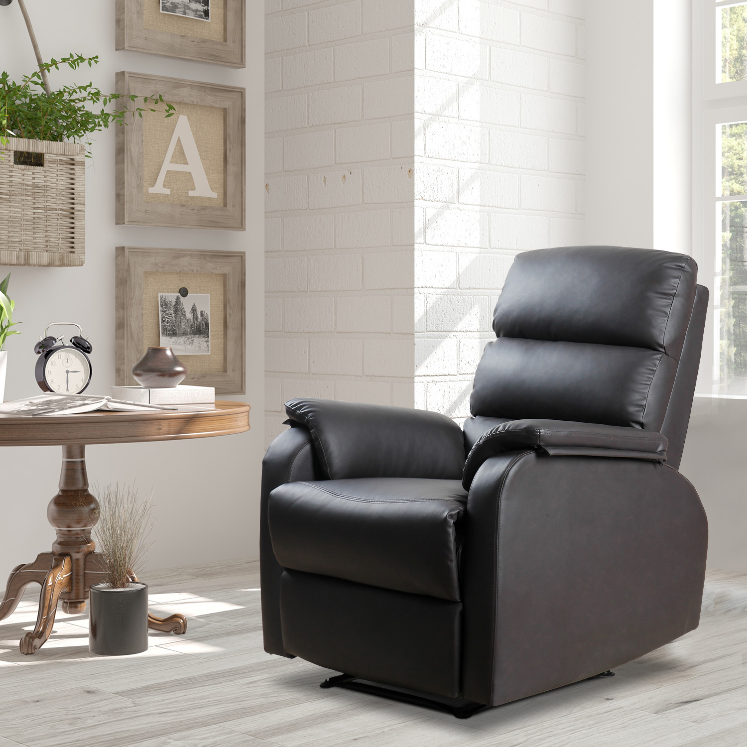 HOMCOM relaxstoel tv stoel bank stoel ligstoel verstelbaar ergonomisch kunstleer staal bruin + zwart 75 x 92 x 99 cm