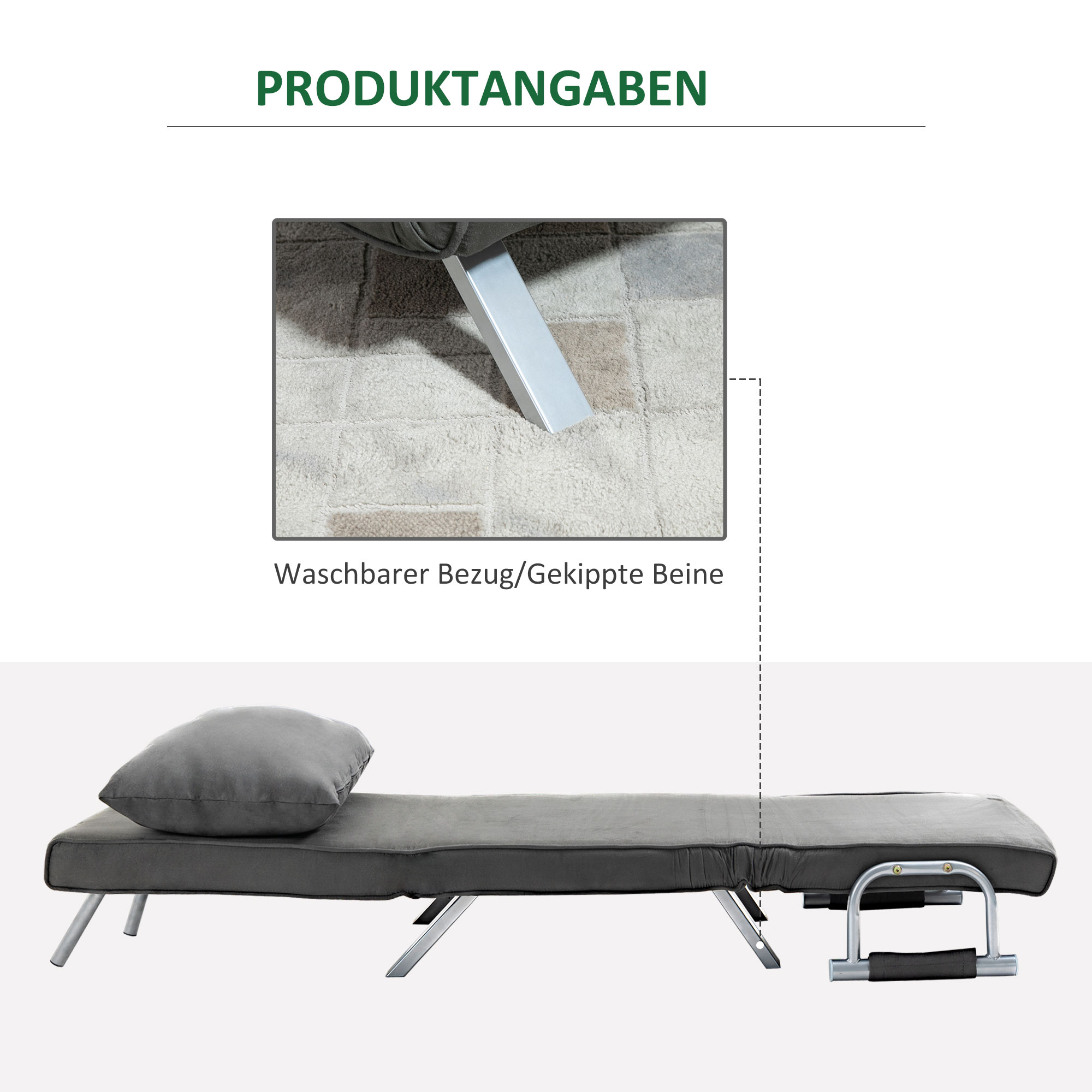 HOMCOM 3-in-1 slaapbank, logeerbed, fauteuil inclusief kussens, zwart