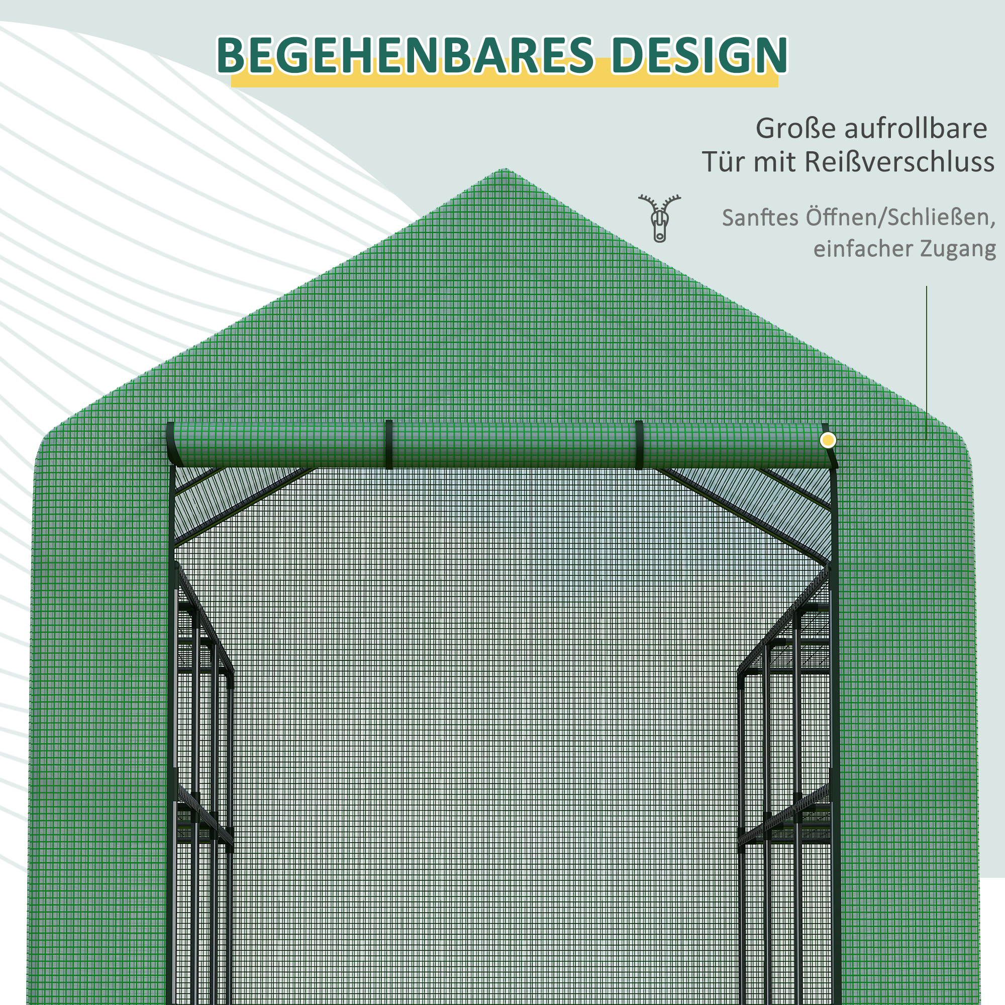 Outsunny foliekas met planken 244 cm x 180 cm x 210 cm