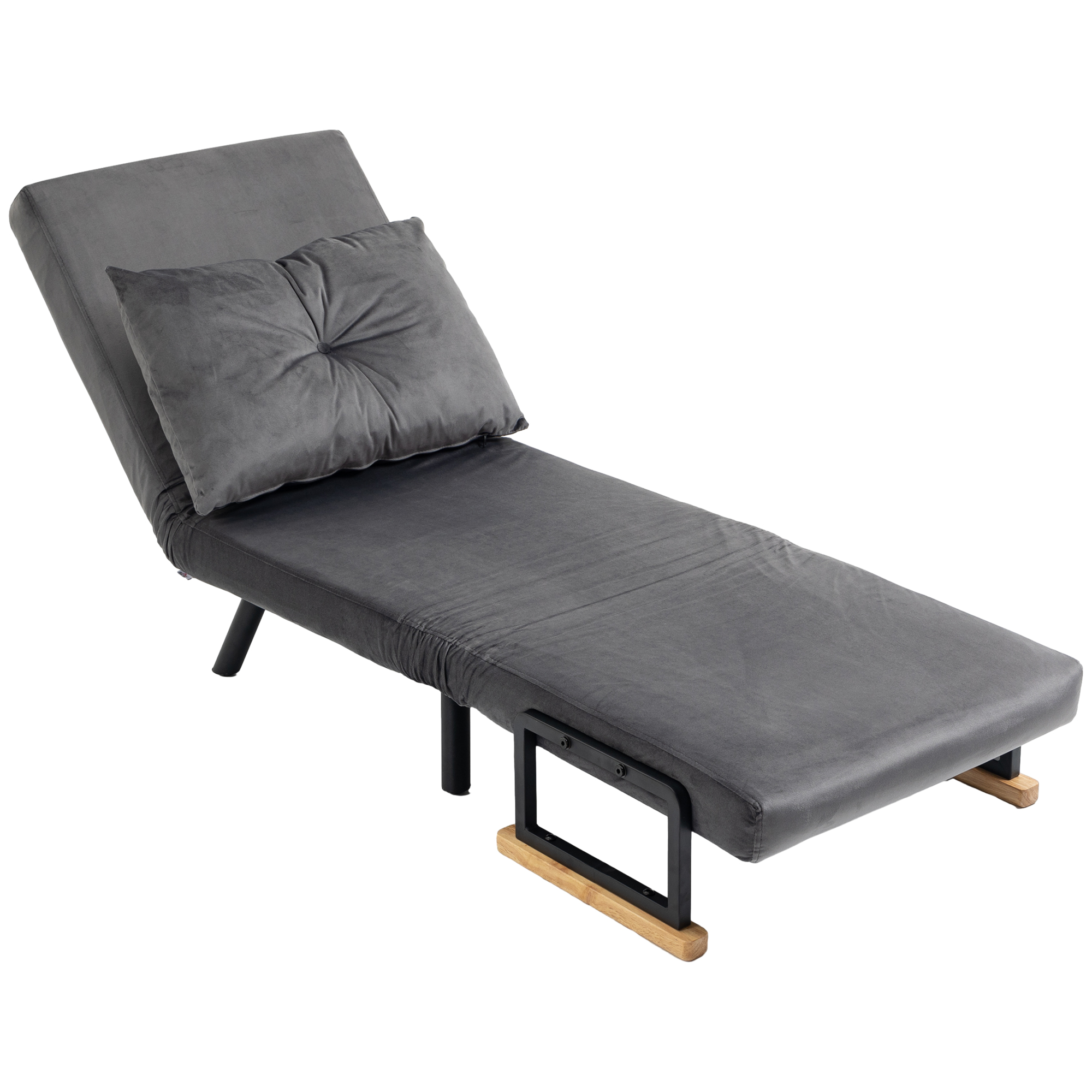 HOMCOM Lounge stoel in Scandinavisch design, ligstoel, leesstoel. Inclusief kussen met knoopsluiting, Donkergrijs