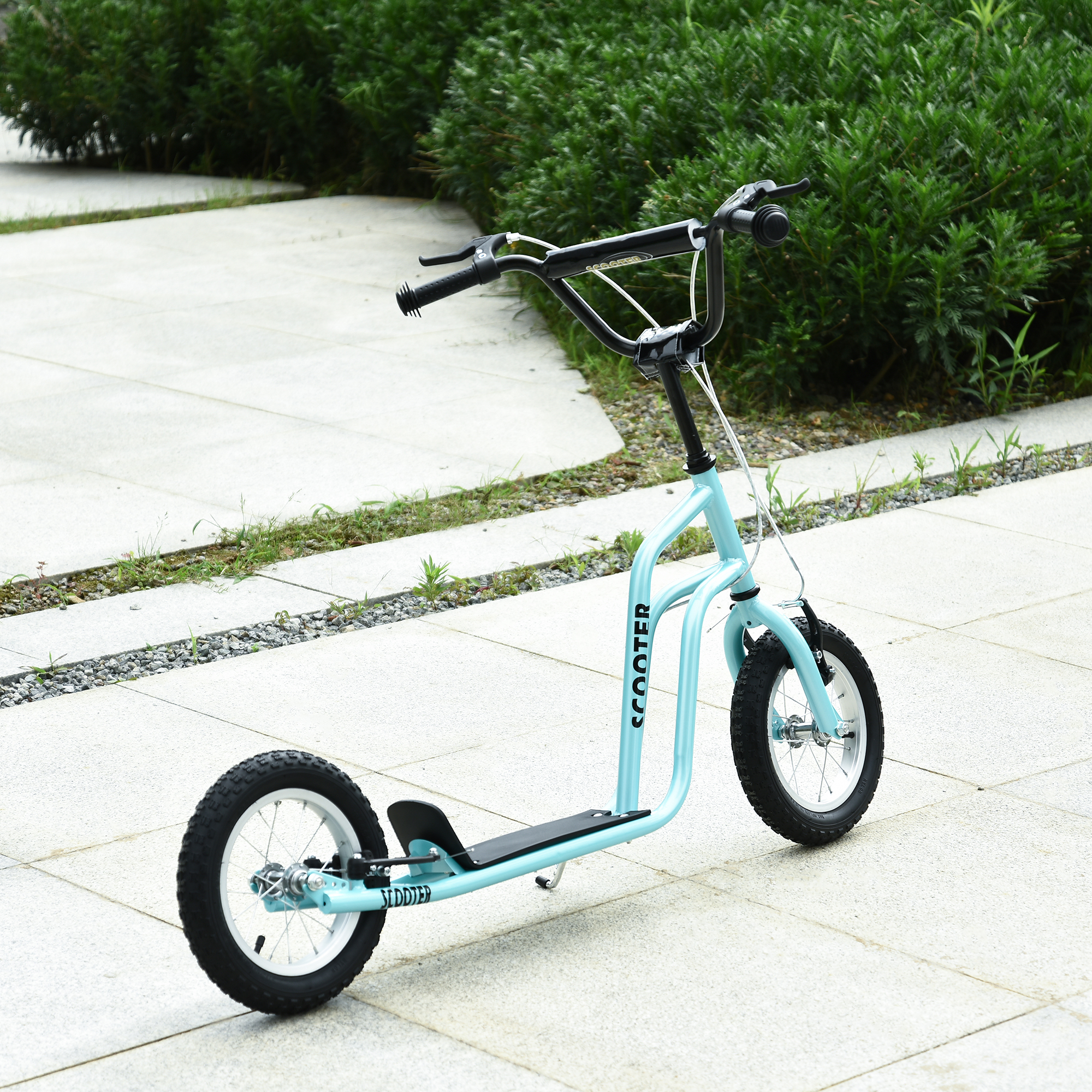 HOMCOM kinderscooter stuur verstelbare step step stadsscooter kinderstep kickboard met luchtbanden 12 inch vanaf 5 jaar blauw 120 x 58 x 75-80 cm