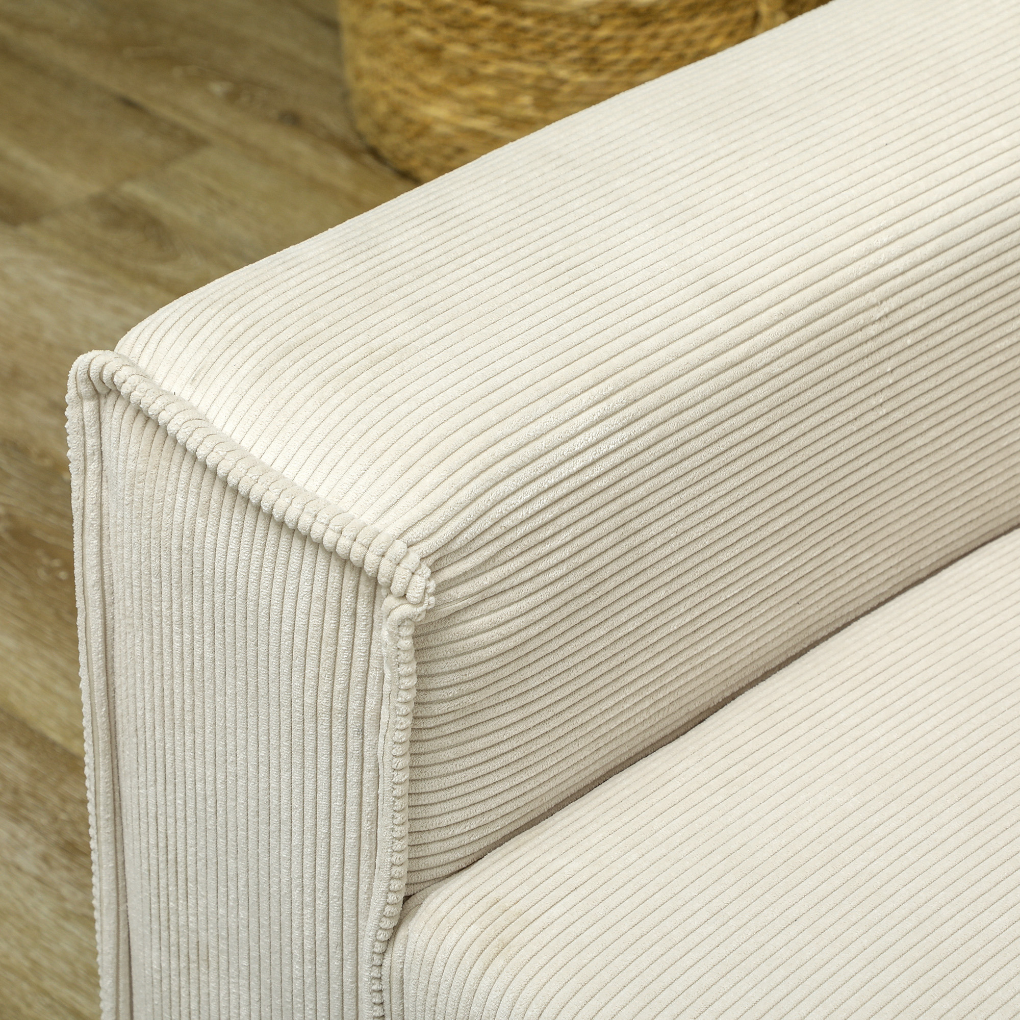 HOMCOM Modern 3-zits bank, Zachte bank met rugkussens, Gepolsterde sofa voor woonkamer, slaapkamer, thuiskantoor, Crèmewit