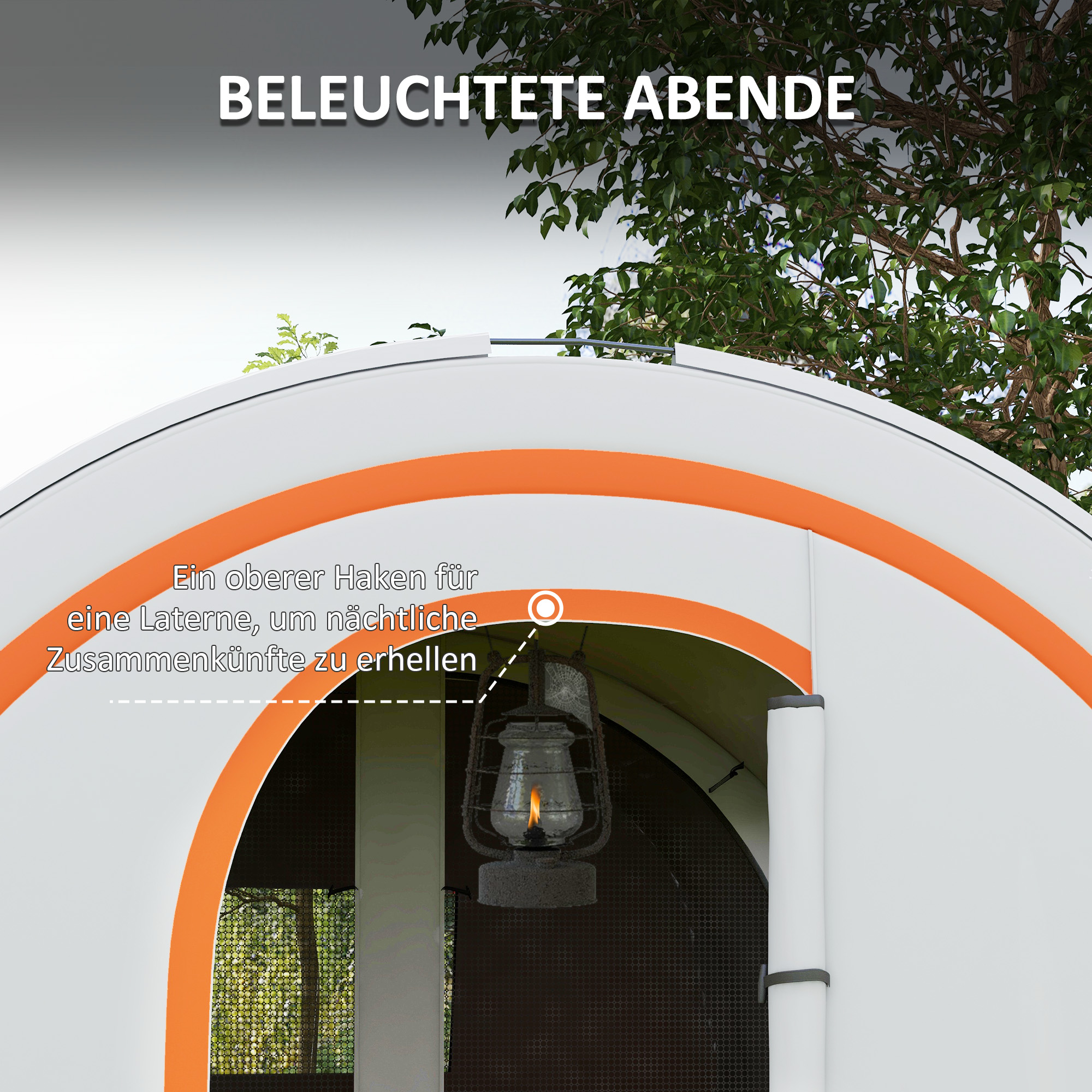 Outsunny Campingtent tot 6 Pers, FamilieTent, Aparte Ruimtes, Waterdicht, Crèmewit