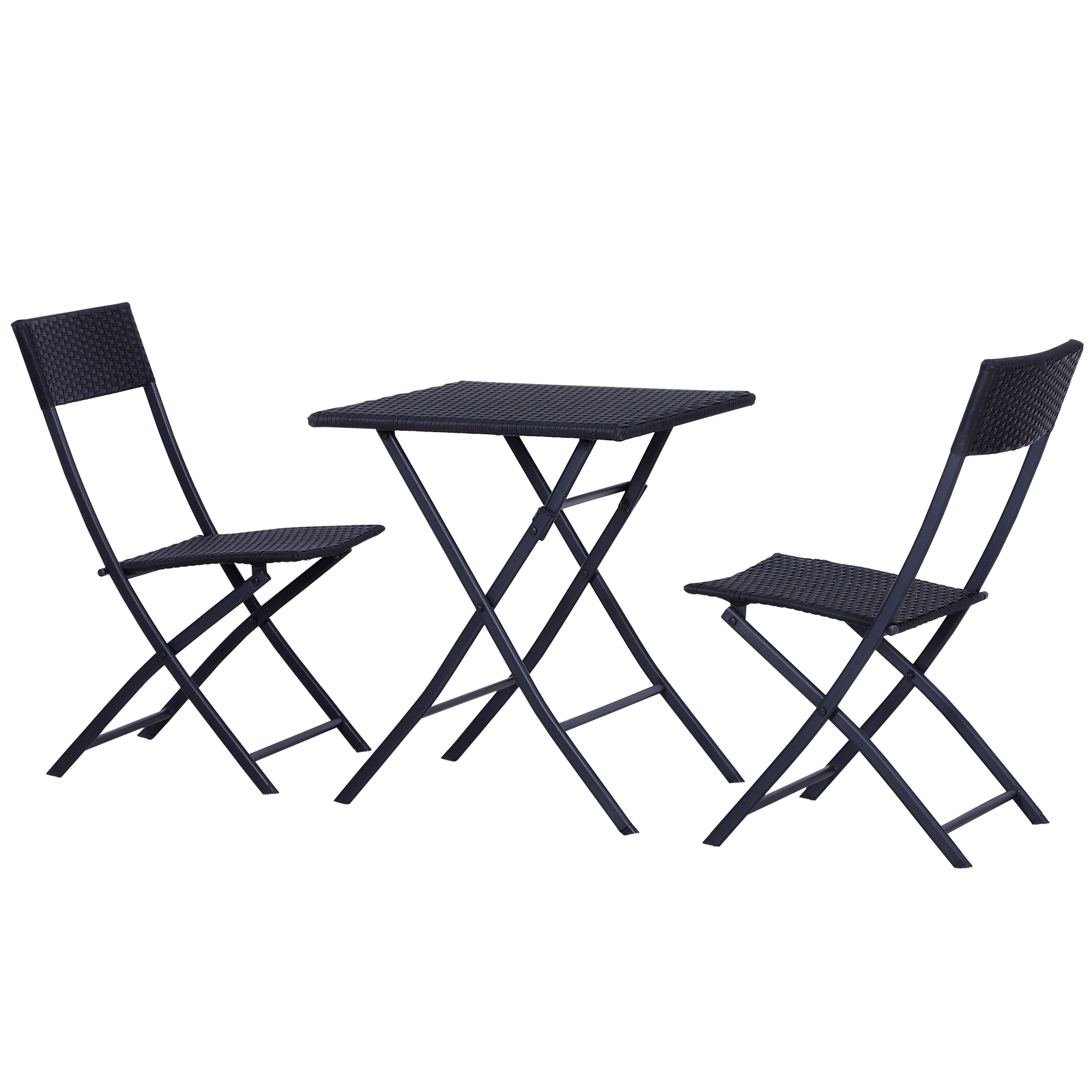 Outsunny 3-delig poly-rotan Bistro zitgroep tafel-stoel set tuinset tuinmeubels