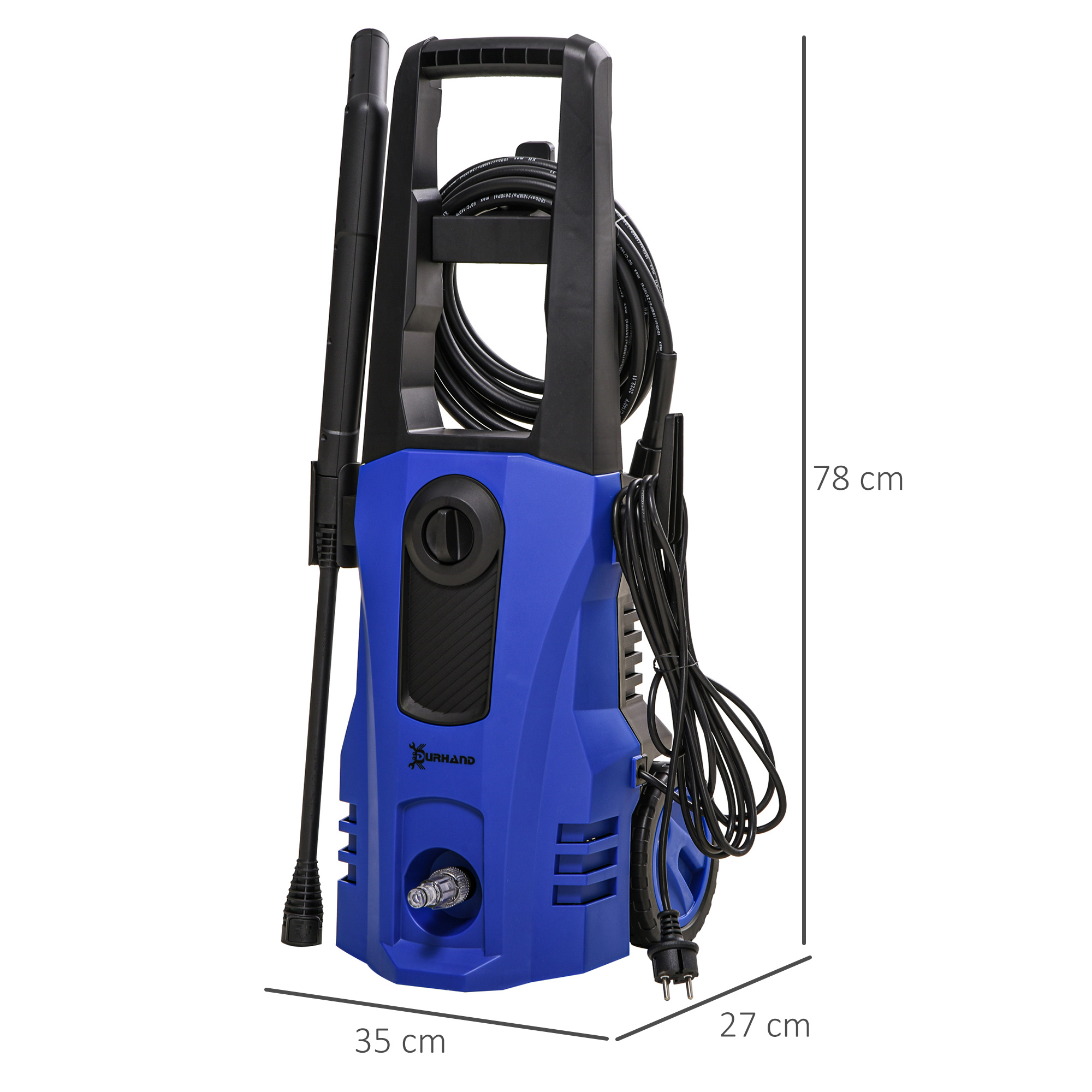 DURHAND hogedrukreiniger incl. 5-delig. Accessoires 150 bar werkdruk, 1800W