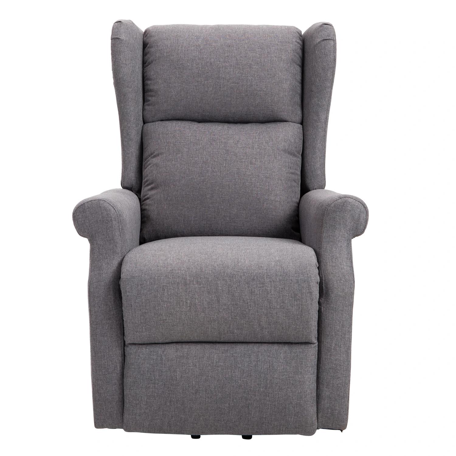 HOMCOM® relaxstoel tv-stoel met elektrische opstahulp linnen hout schuimstof grijs 72,5 x 94 x 109 cm | Aosom.nl