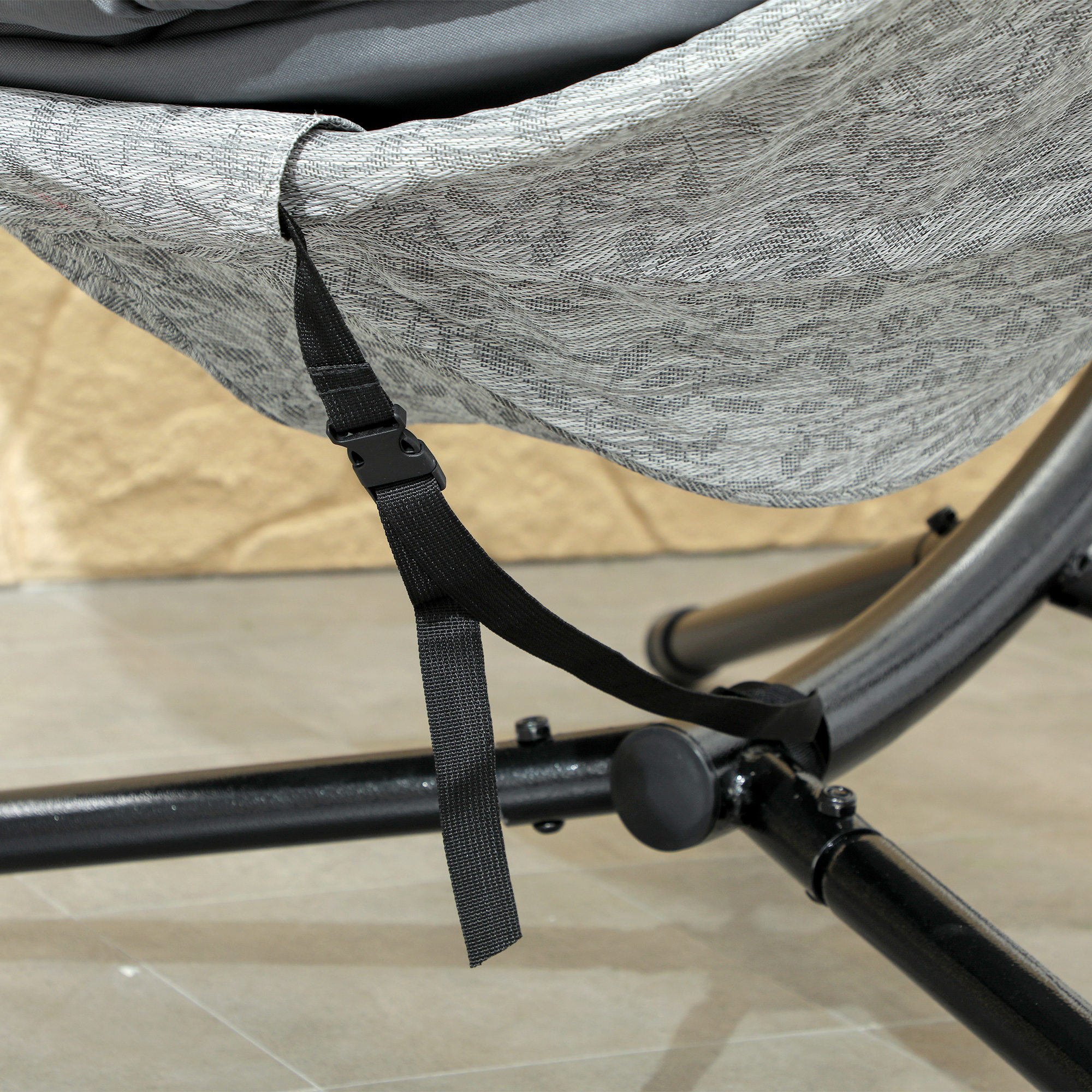Outsunny Ei-vormige Hangmand, Hangstoel met Schommelfunctie en Opvouwbare Mand, Tuinstoel, Bekerhouder, Grijs